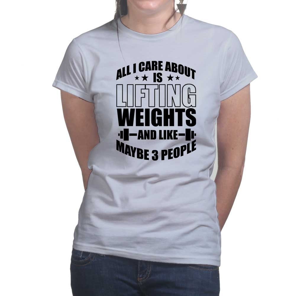 All I Care About Lifting Weights Fitness Funny T Shirts for Women - Comfortable Gifts - Crazy Gym Tees - Workout Apparel