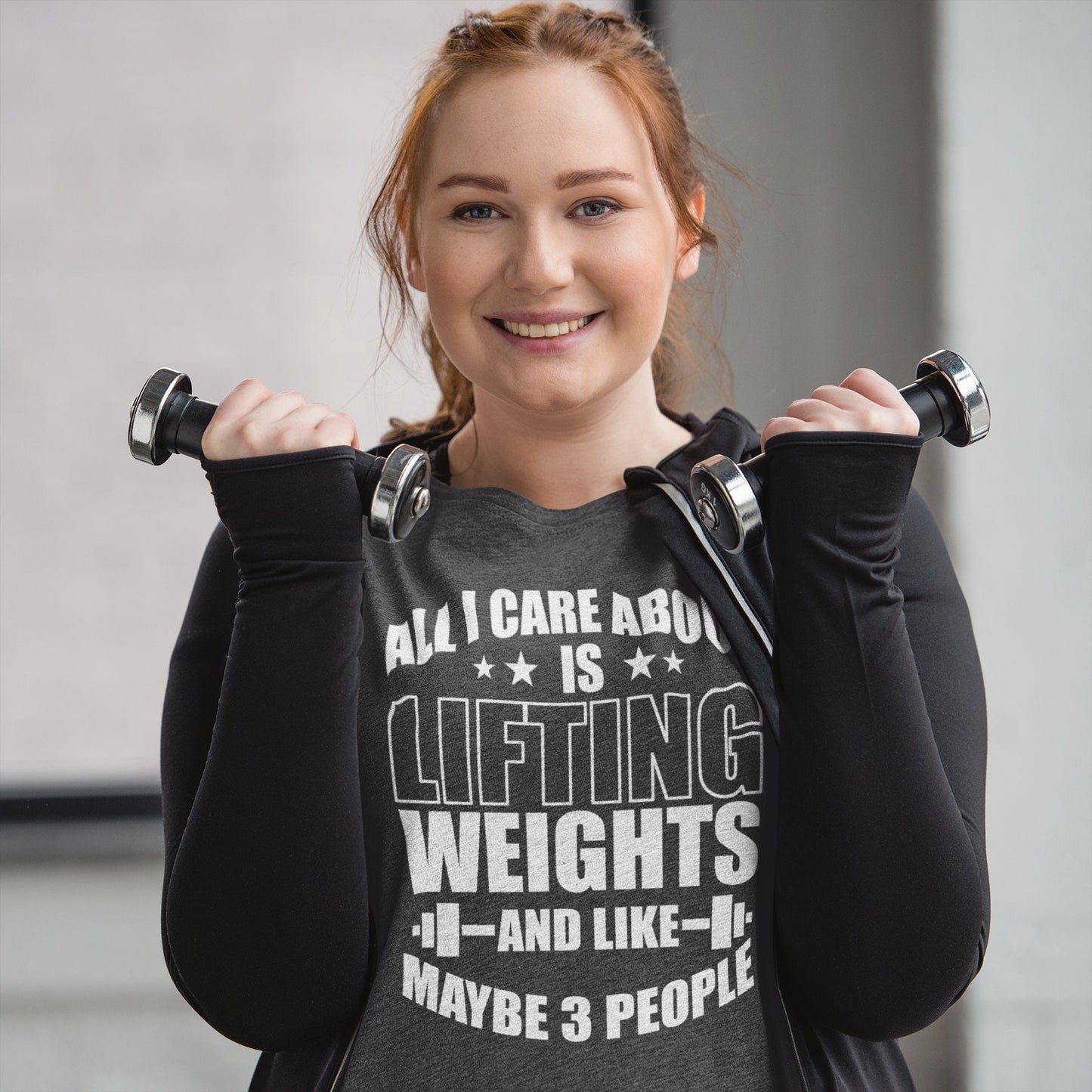 All I Care About Lifting Weights Fitness Funny T Shirts for Women - Comfortable Gifts - Crazy Gym Tees - Workout Apparel