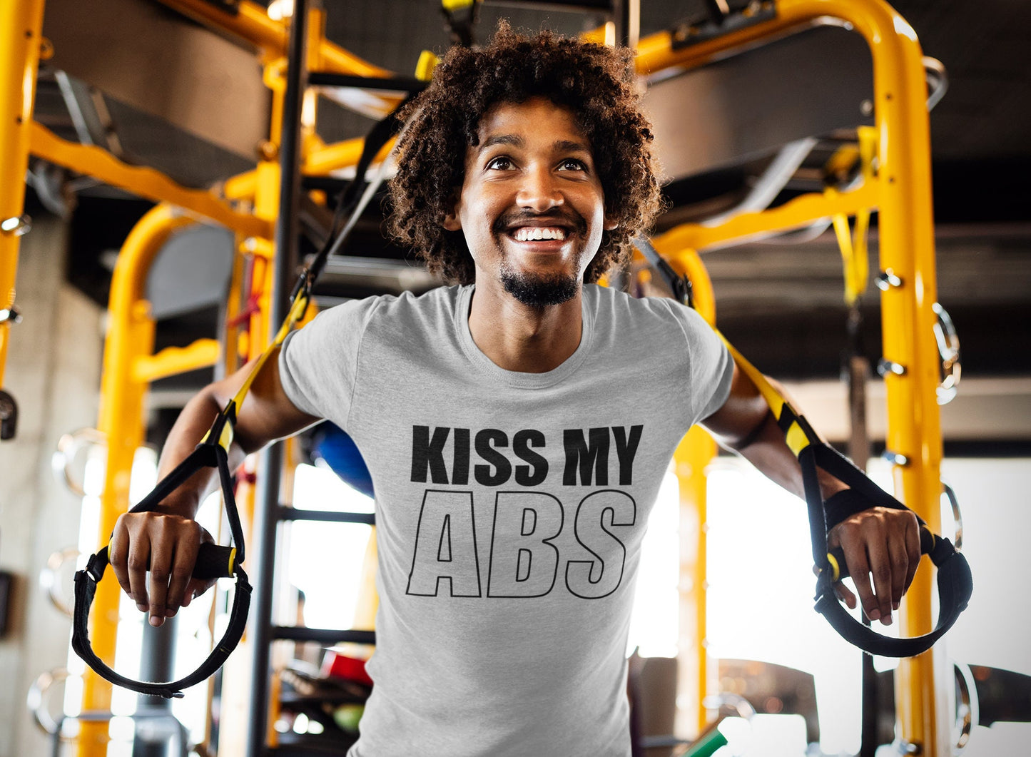 Kiss My ABS Fitness Funny T Shirts for Men - Comfortable Gifts for Boys - Crazy Gym Graphic Tees - Boy Fun Workout Apparel