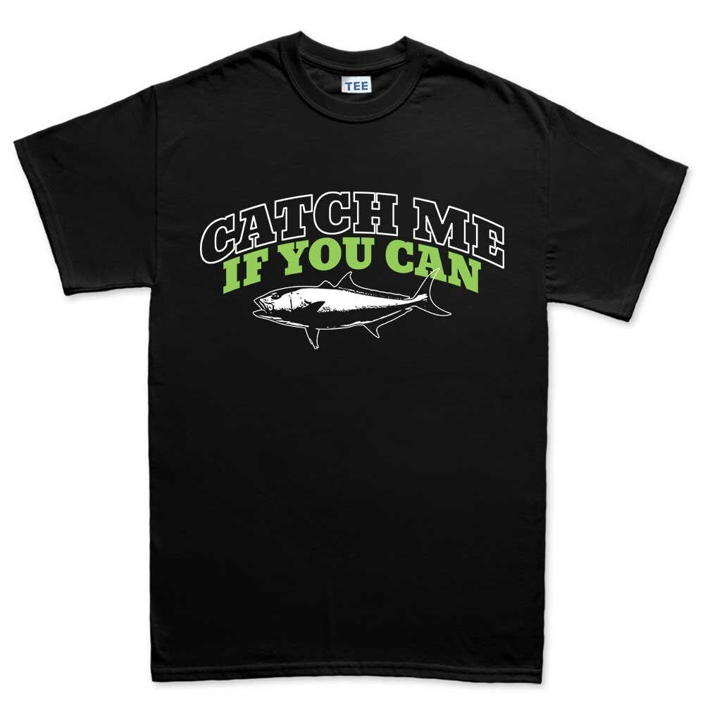 Mens Catch Me Fish Fishing Bait running Fisherman T shirt