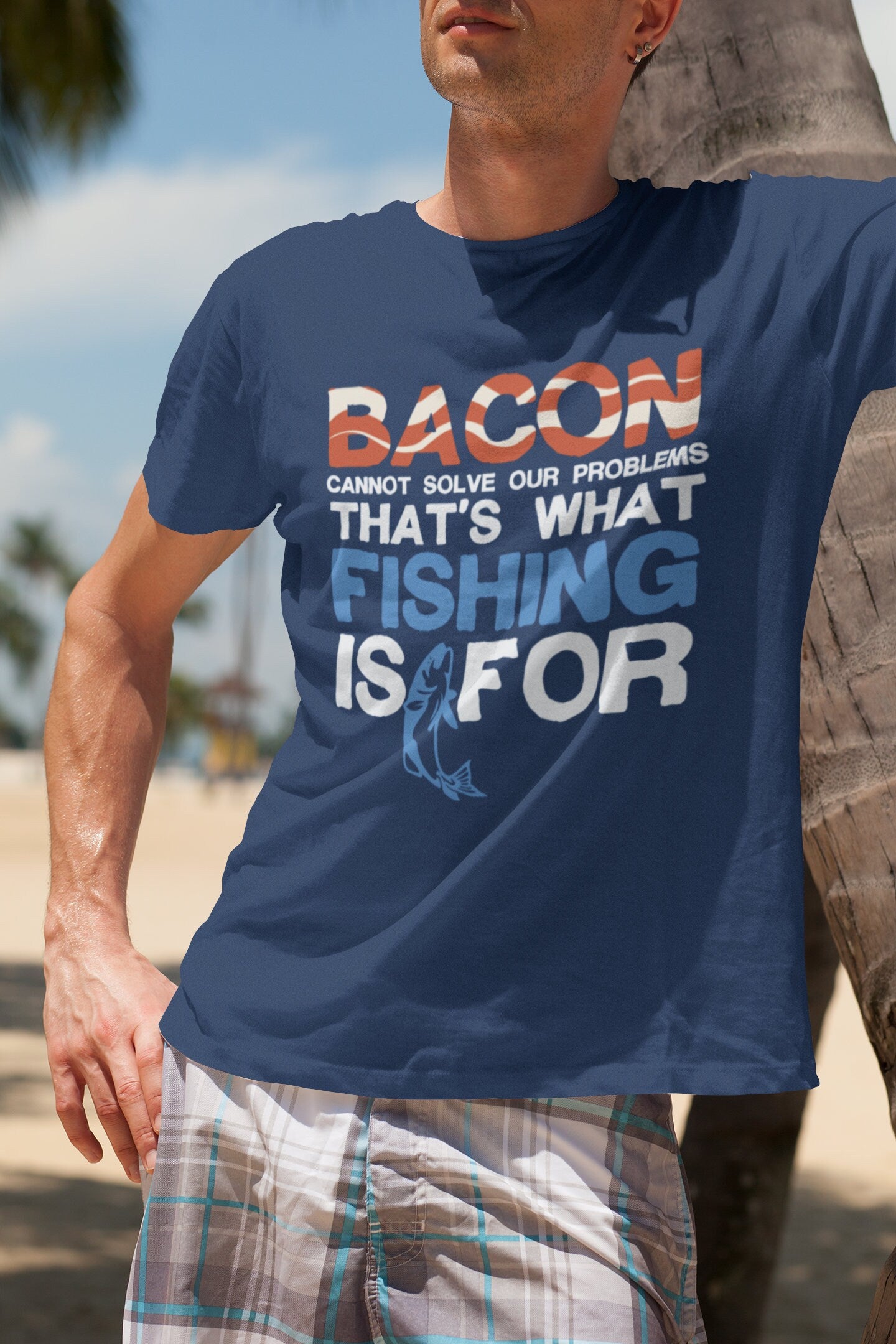 Mens Bacon Fishing Bait Running Carp Worms T shirt (Tee)