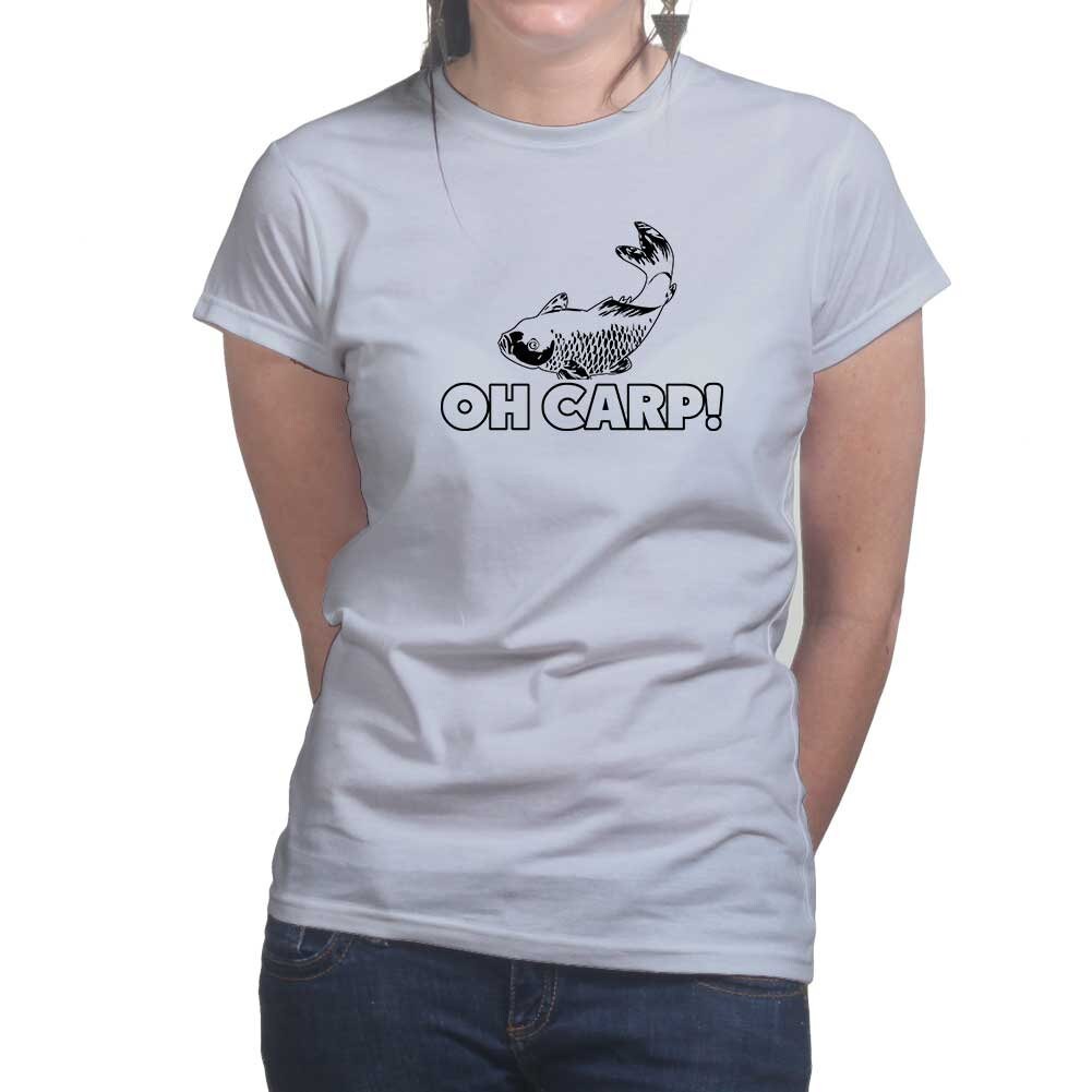 Womens Oh Cr*p Carp Funny Fishing Reel Bait Ladies T shirt (Tee, Top)