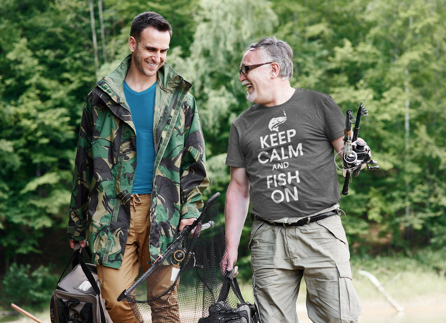 Keep Calm and Fish On Fishing Rod Line Bass Fishing T-shirt