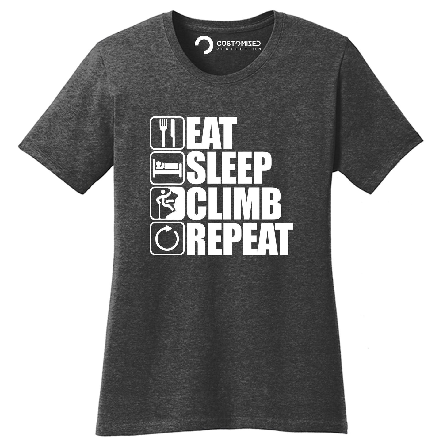 Rock Climbing Ladies T-shirt, Climbing Gift Shirt, Funny Ladies Shirt Adventure Gift, Climber Lover Gift, Eat Sleep Climber Ladies Shirt