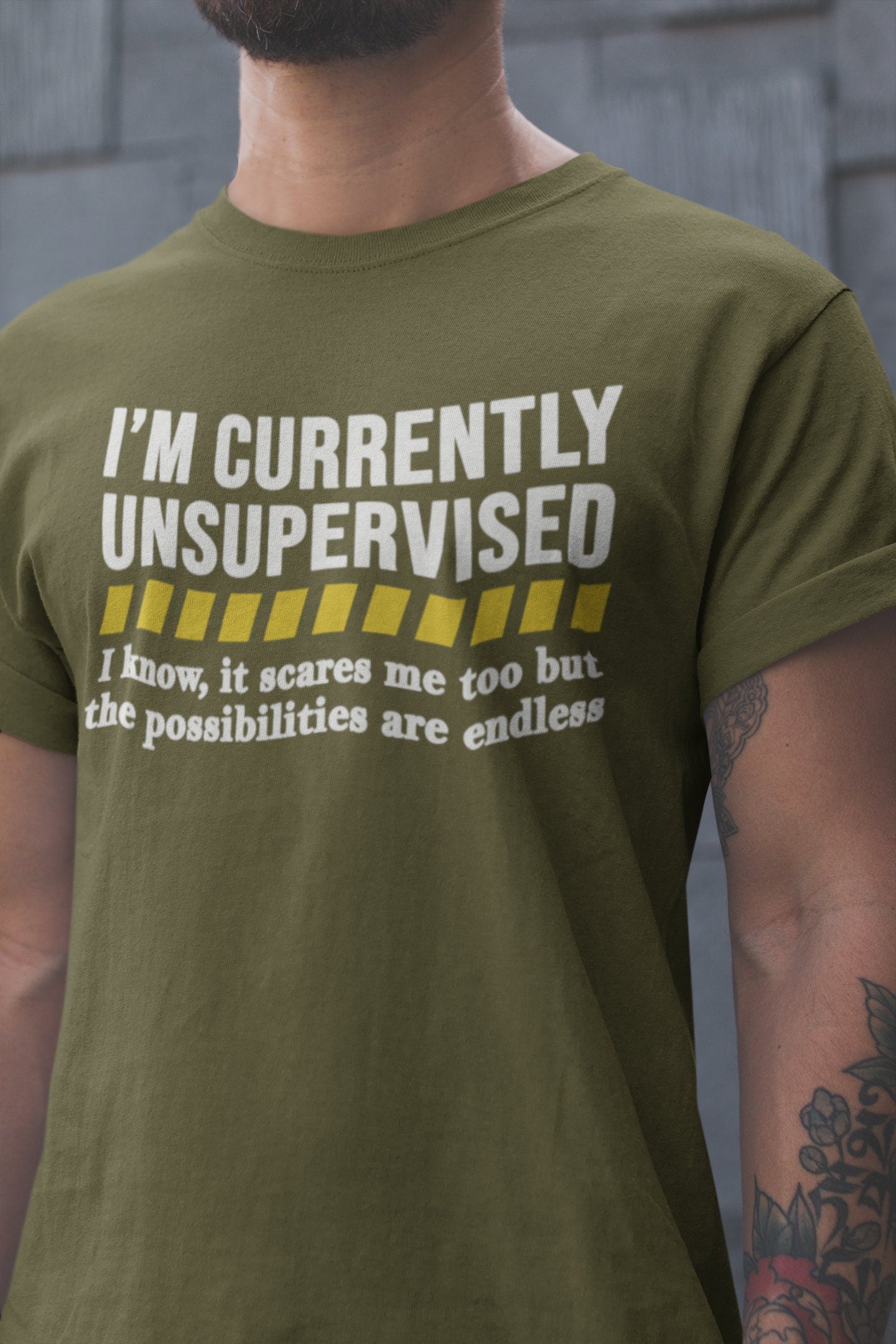 Funny T Shirt, Funny Shirts for Men, Funny Saying Mens Shirt, Sarcastic Dad Shirt, Fathers Day T Shirt, Currently Unsupervised Mens T-shirt