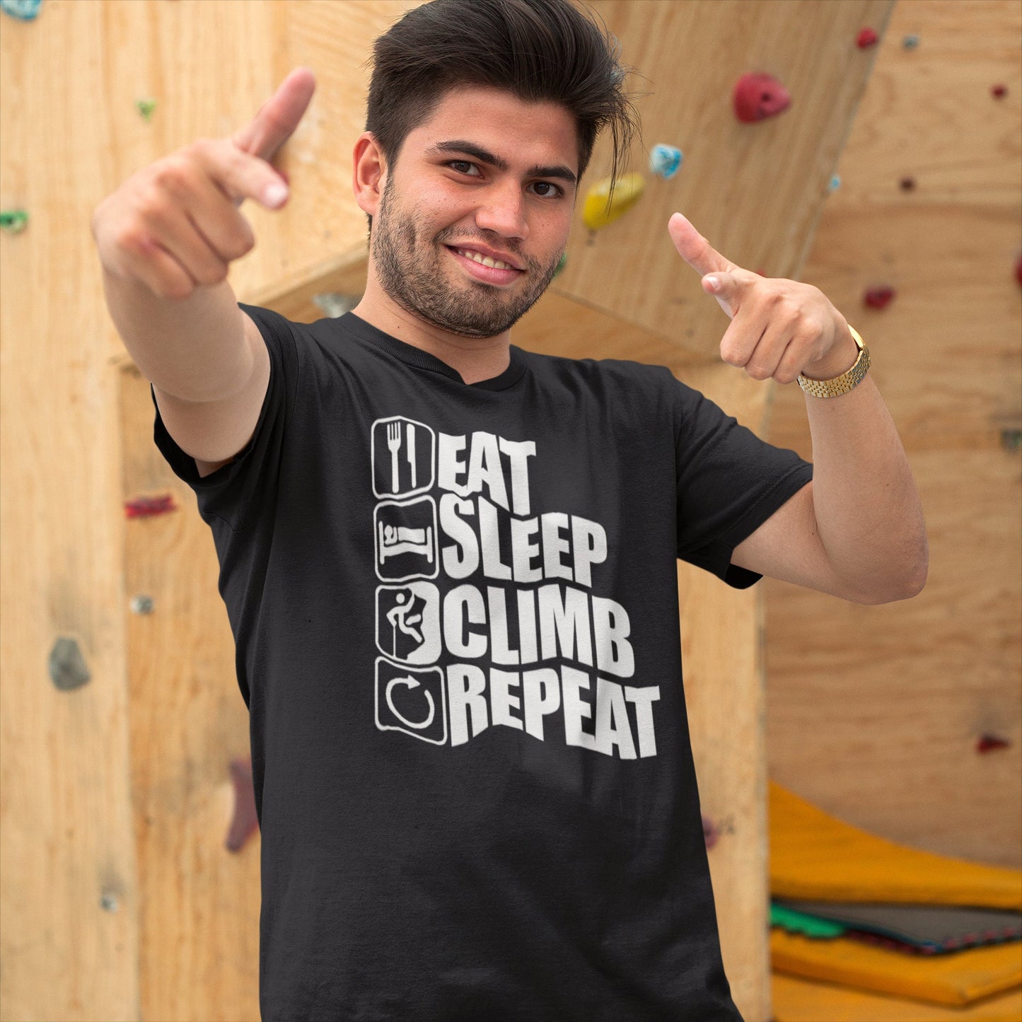 Rock Climbing Mens T-shirt, Rock Climbing Gift Shirt, Funny Shirt Adventure Gift Idea, Climber Lover Gift, Eat Sleep Climber Shirt