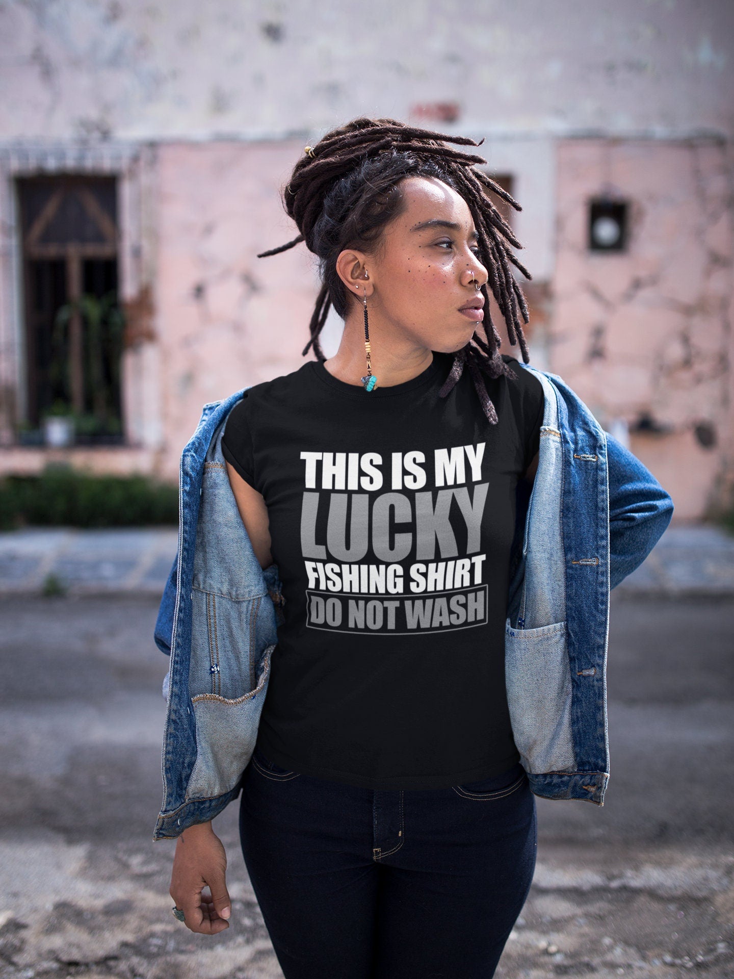 Fishing Ladies T-Shirt, Funny Fishing Shirt, Gifts for Mom, Fish Lover Ladies Shirt, Funny Fishing Quote T-shirt, Lucky Fishing Ladies Shirt