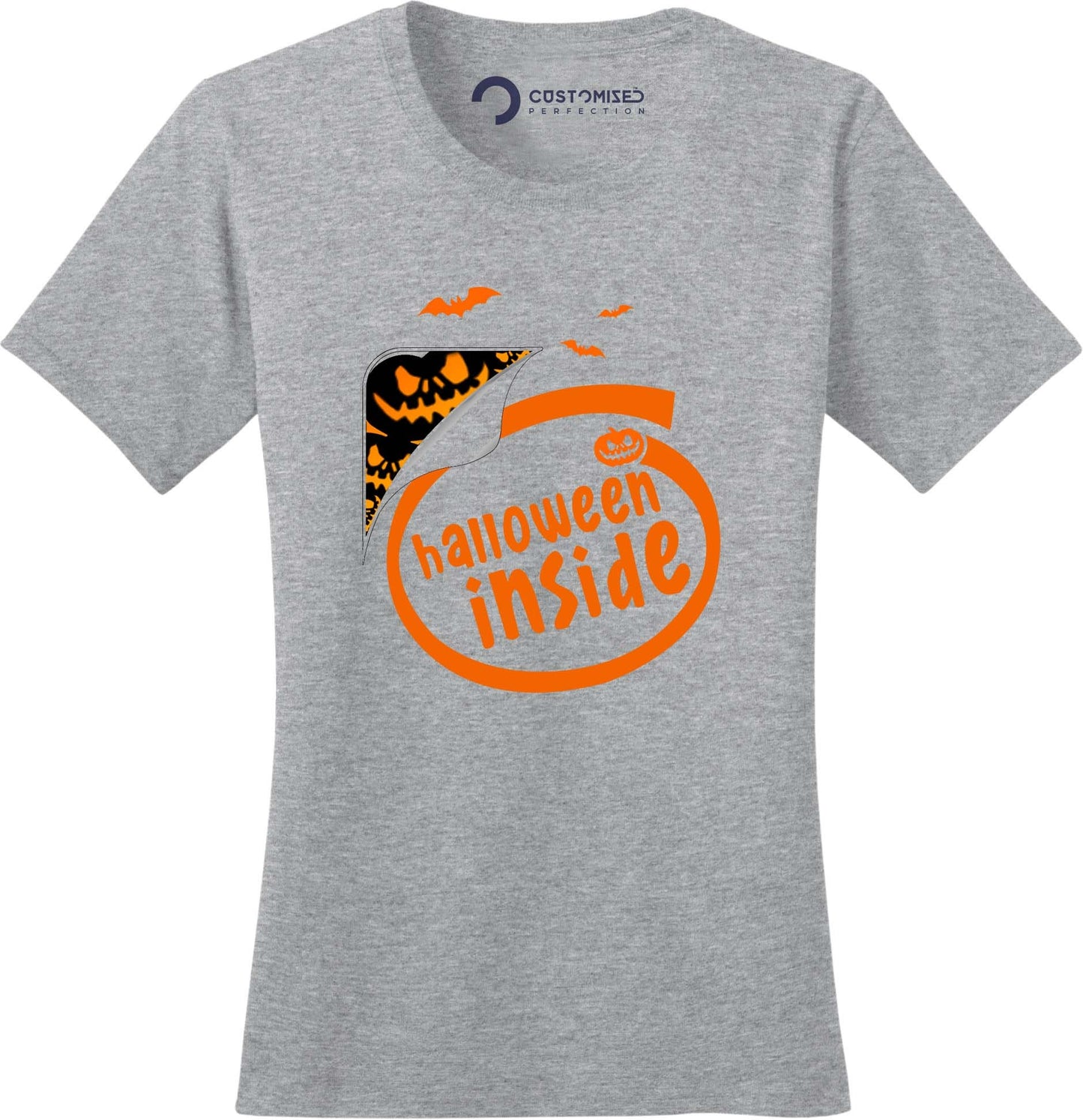 Funny Halloween Pumpkin Shirt for Women, Halloween Party Tee, Cute Halloween Women Fall Shirt, Halloween Inside Jack-O-Lantern Ladies Shirt