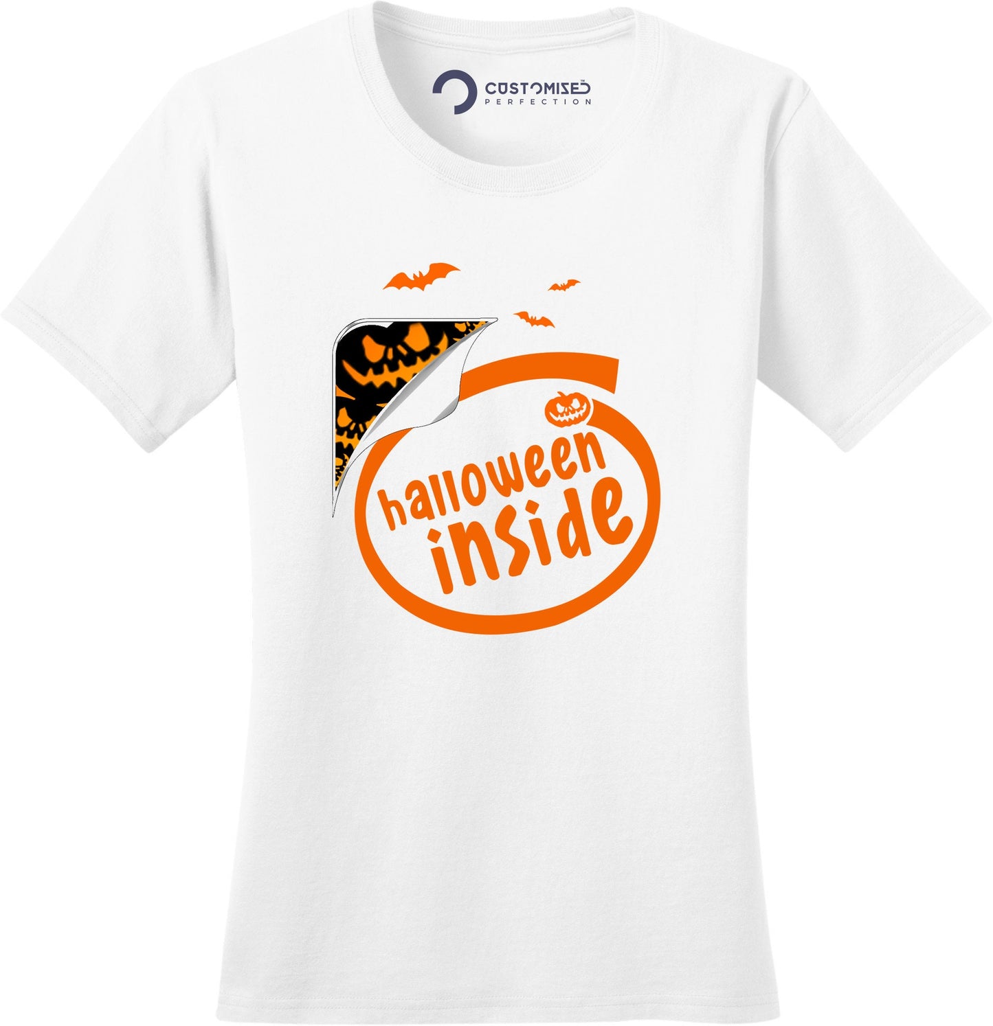 Funny Halloween Pumpkin Shirt for Women, Halloween Party Tee, Cute Halloween Women Fall Shirt, Halloween Inside Jack-O-Lantern Ladies Shirt