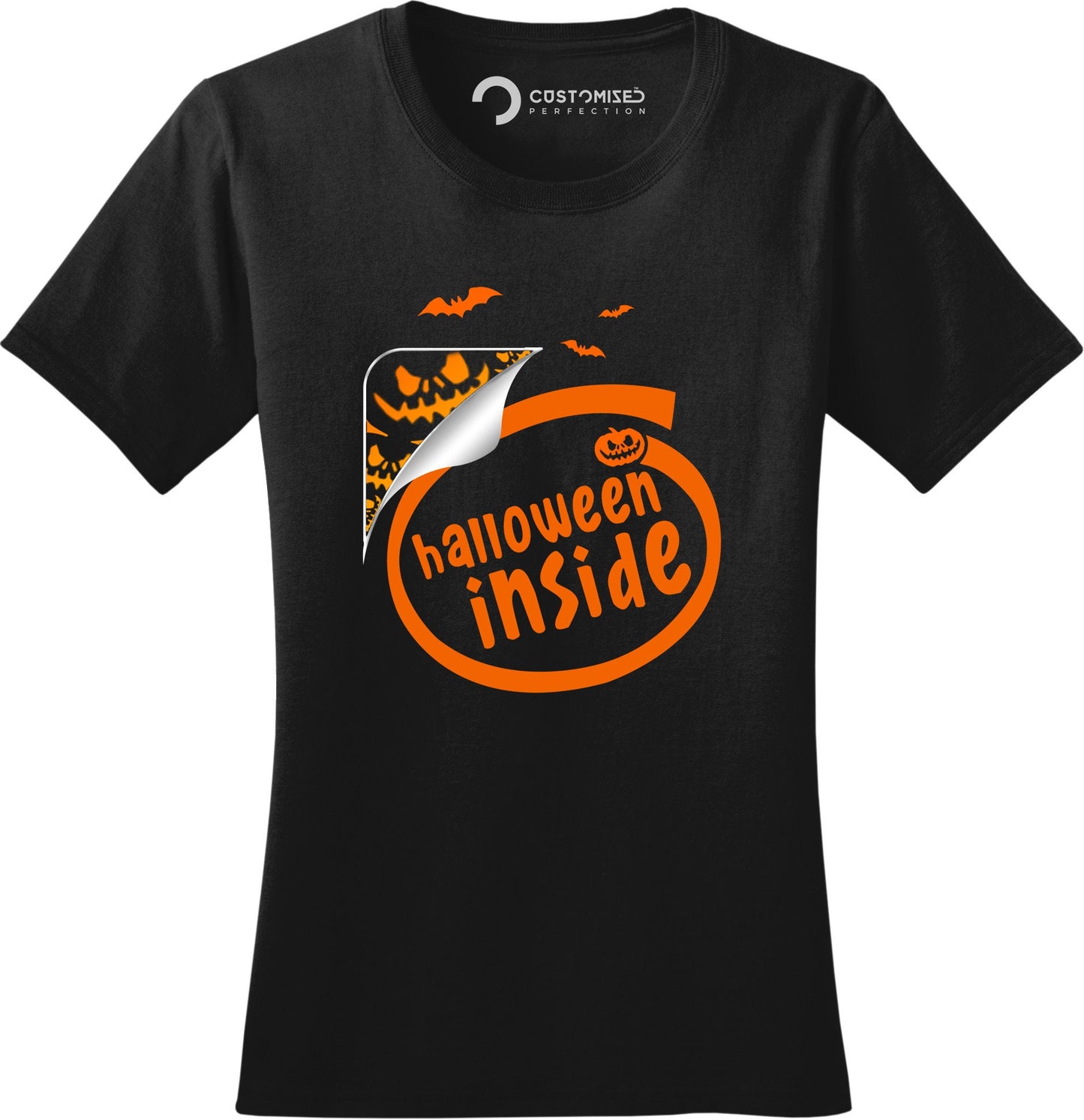 Funny Halloween Pumpkin Shirt for Women, Halloween Party Tee, Cute Halloween Women Fall Shirt, Halloween Inside Jack-O-Lantern Ladies Shirt