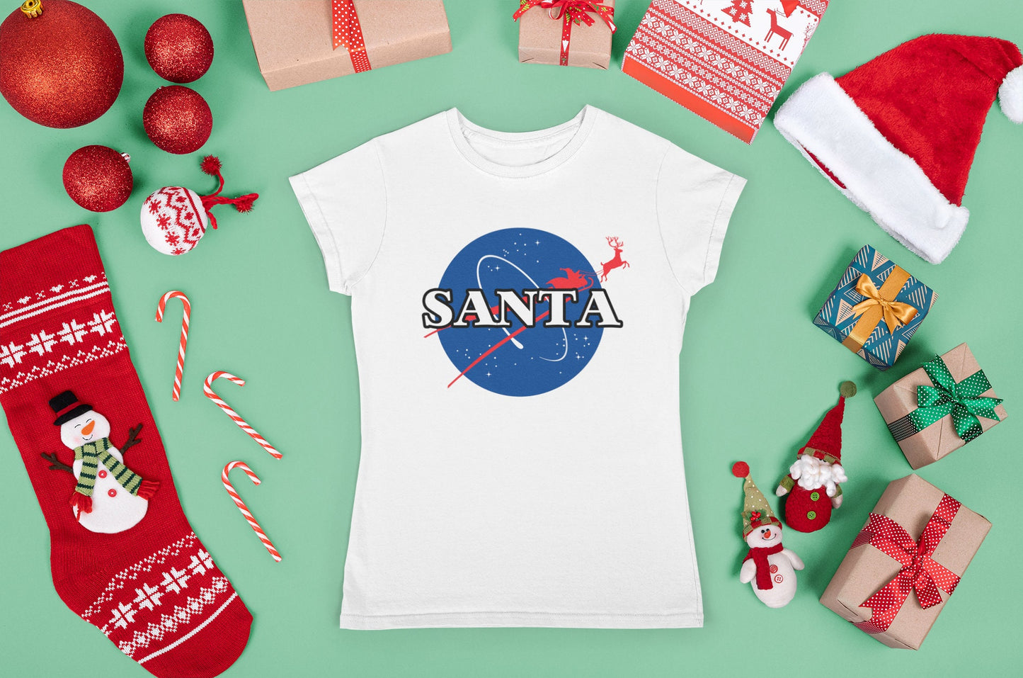 Christmas Funny Shirt for Women, Funny Santa Shirt, Xmas Family T shirt, Funny Shirt Gift, Christmas Santa Shirt, Santa Space Ladies Shirt