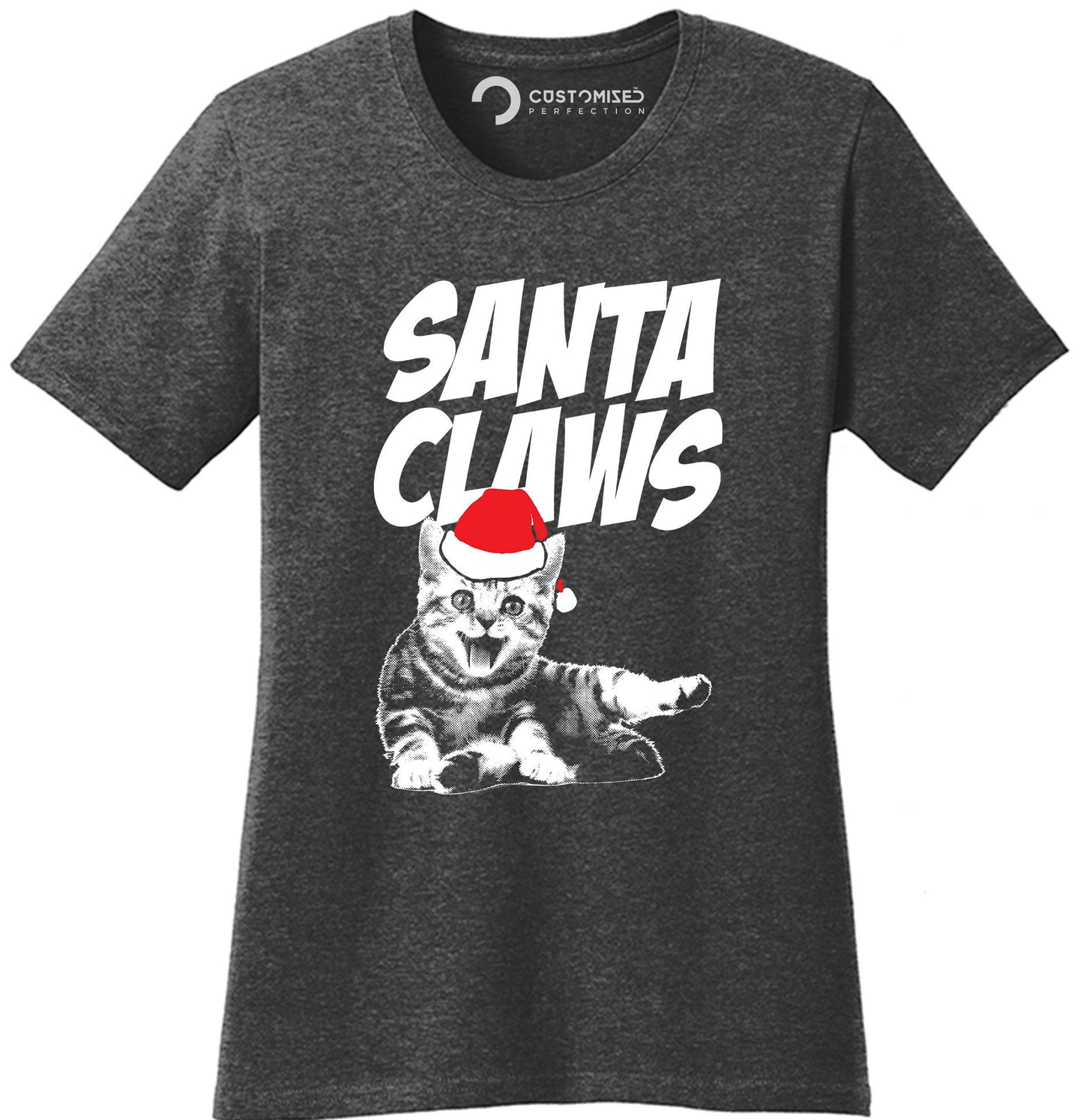 Funny Cat Shirt for Women, Funny Christmas Cat Lover T shirt, Family Christmas Shirt, Cat Owner Gift T shirt, Santa Claws Cat Ladies Shirt