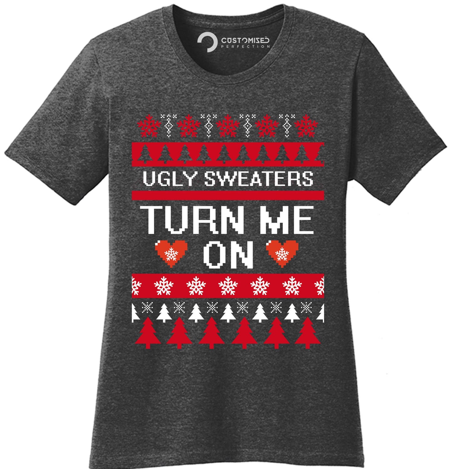 Funny Christmas Shirt for Women, Funny Christmas Gift Shirt, Ugly Christmas Tee, Funny Holiday Shirt, Ugly Sweaters Turn Me On Ladies Shirt