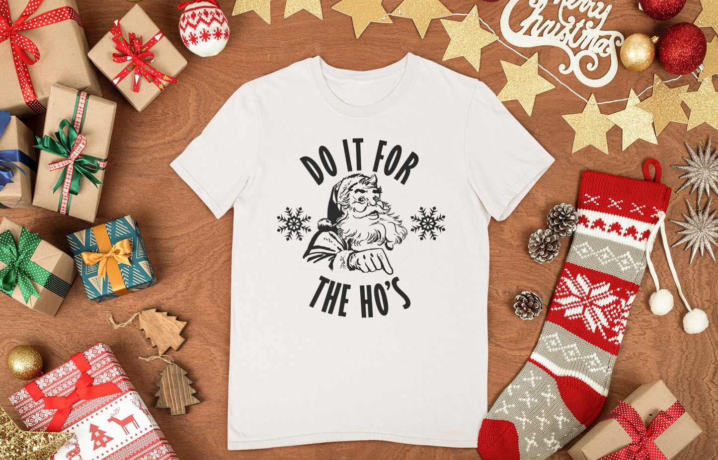 Funny Santa Claus Shirt, Funny Christmas T shirt, Christmas Crew Shirt, Cool Santa Shirt, Funny Holiday T shirt, Do It For The Ho's Shirt