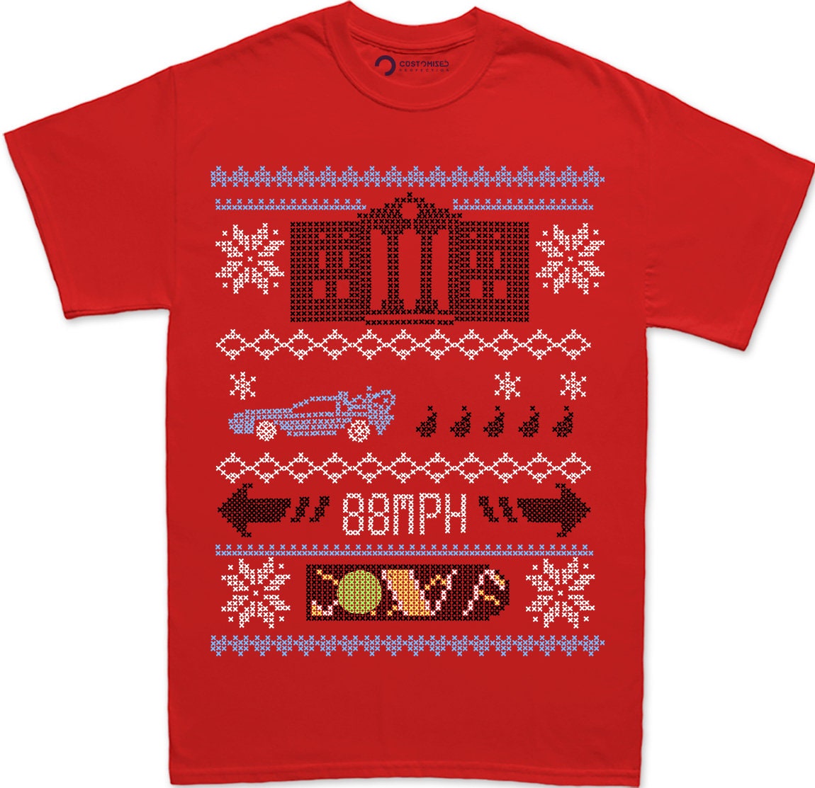 Ugly Christmas Shirt for Men, Time Travelling Christmas Shirt, Ugly Christmas Shirt, Funny Christmas Tee, 88mph Back to future