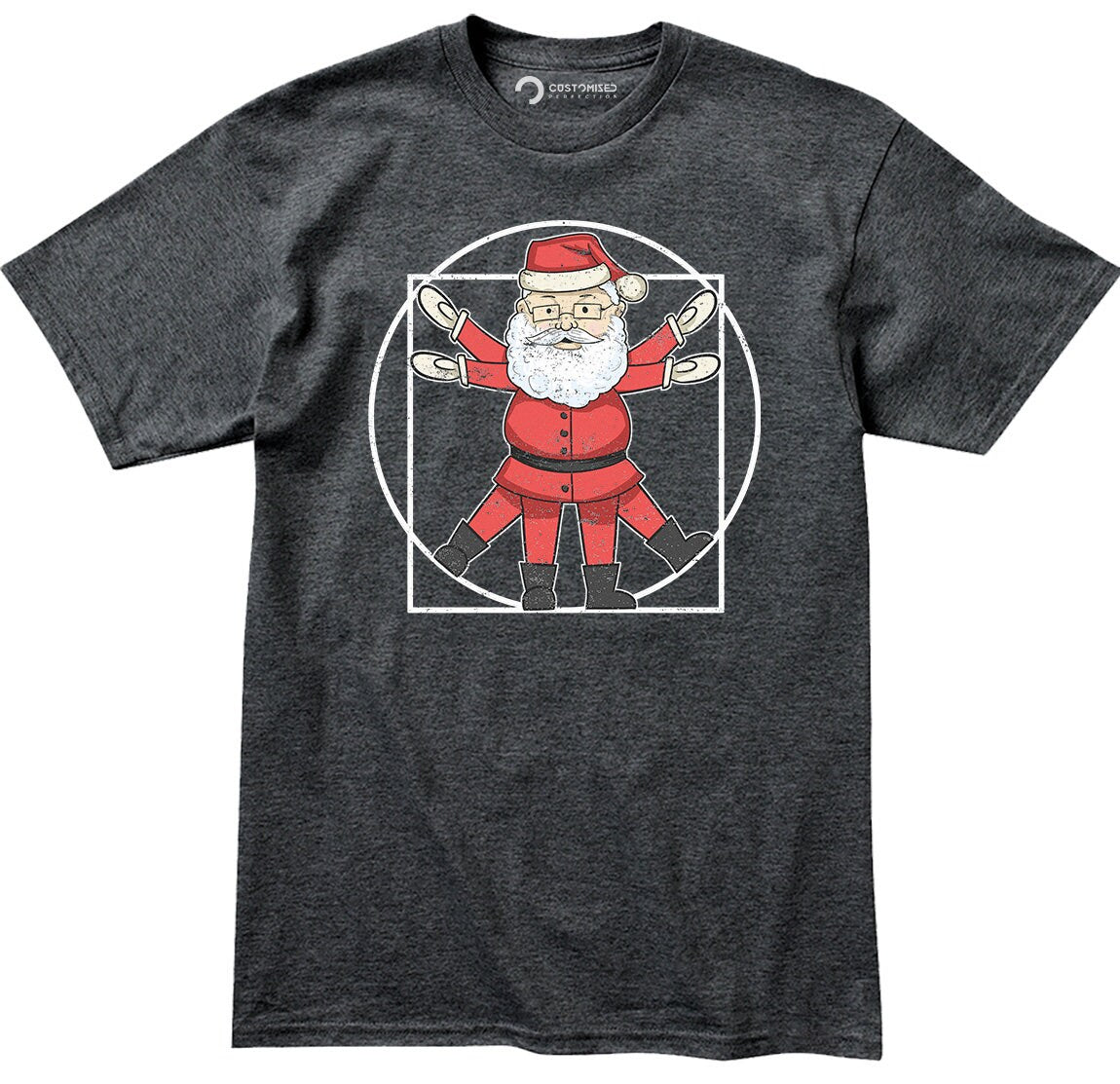 Vitruvian Man Christmas T shirt, Funny Christmas Crew Shirt, Funny Holiday Shirt, Funny Santa Claus Xmas Shirt, Vitruvian Santa Mens Shirt