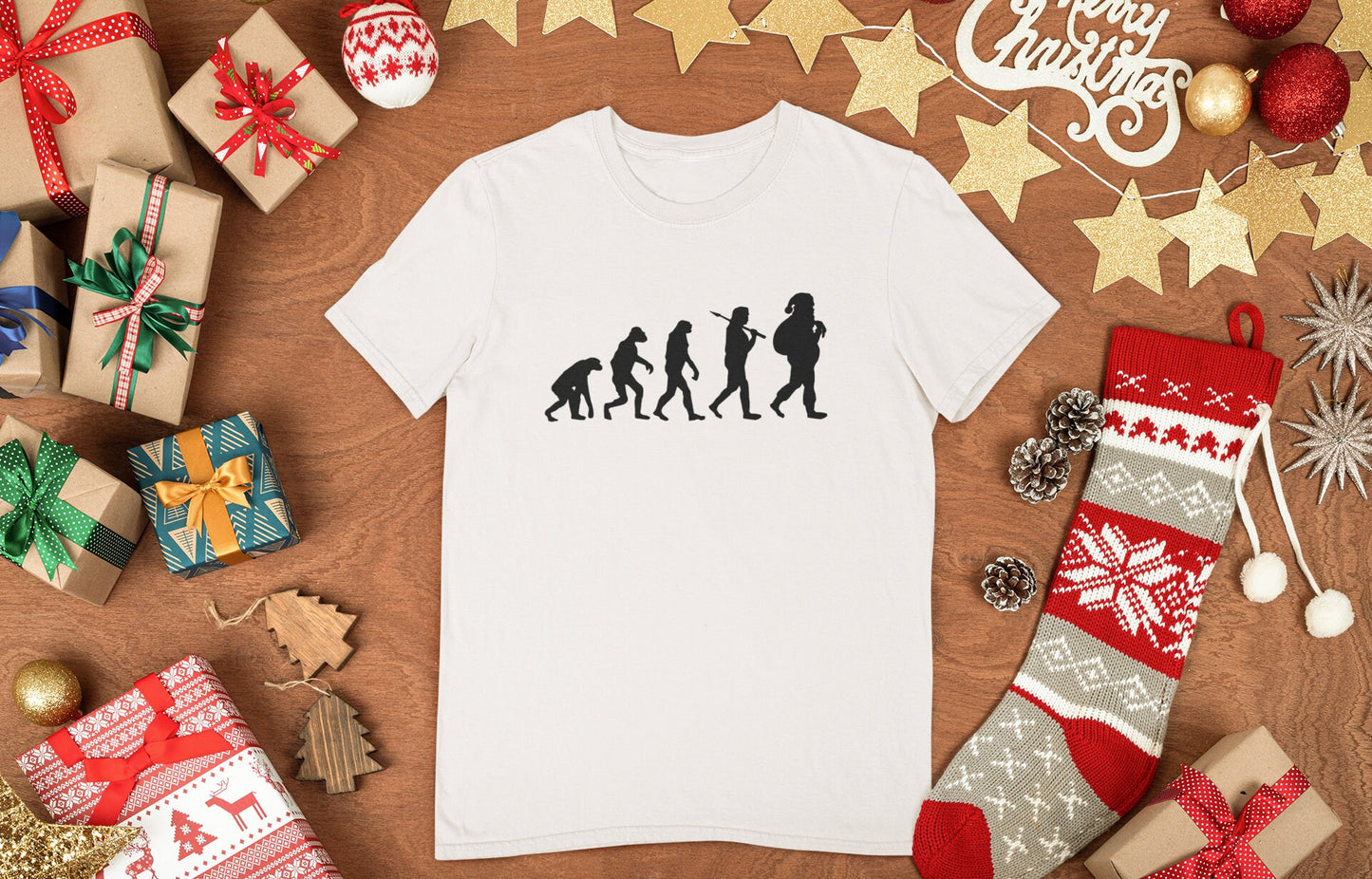 Funny Santa Christmas Shirt, Funny Santa Claus Holiday Shirt, Christmas Crew Shirt, Christmas Shirt for Men, Evolution Of Santa Shirt