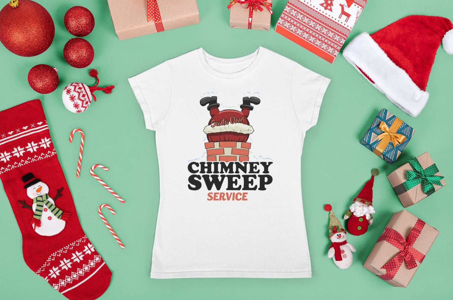 Funny Santa Shirt for Her, Funny Santa Christmas Shirt, Funny Christmas Gift, Funny Holiday Shirt, Chimney Sweep Service Santa Ladies Shirt