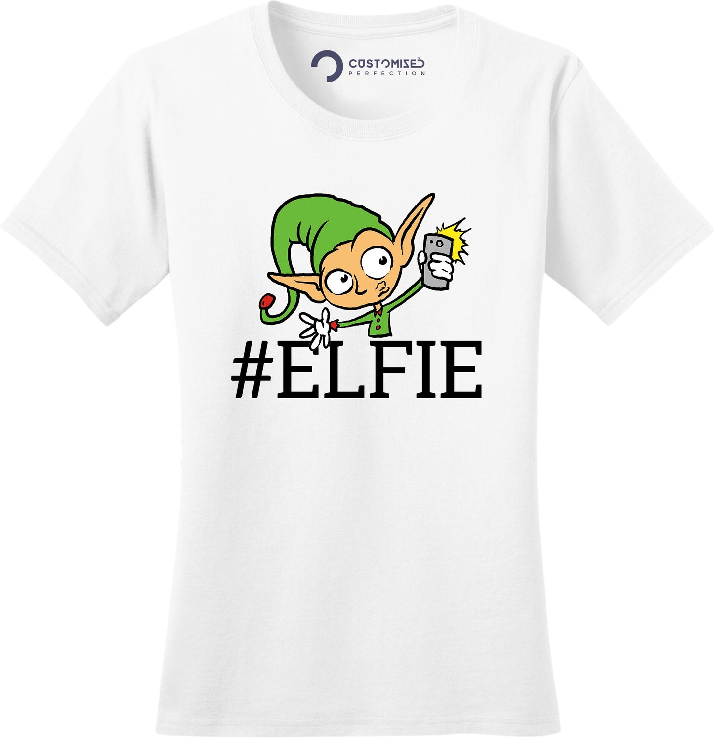 Funny Elf Shirt for Women, Elf Santa Christmas Shirt, Funny Holiday Shirt, Funny Christmas Gift for Her, Elf Santa Selfie Ladies T Shirt