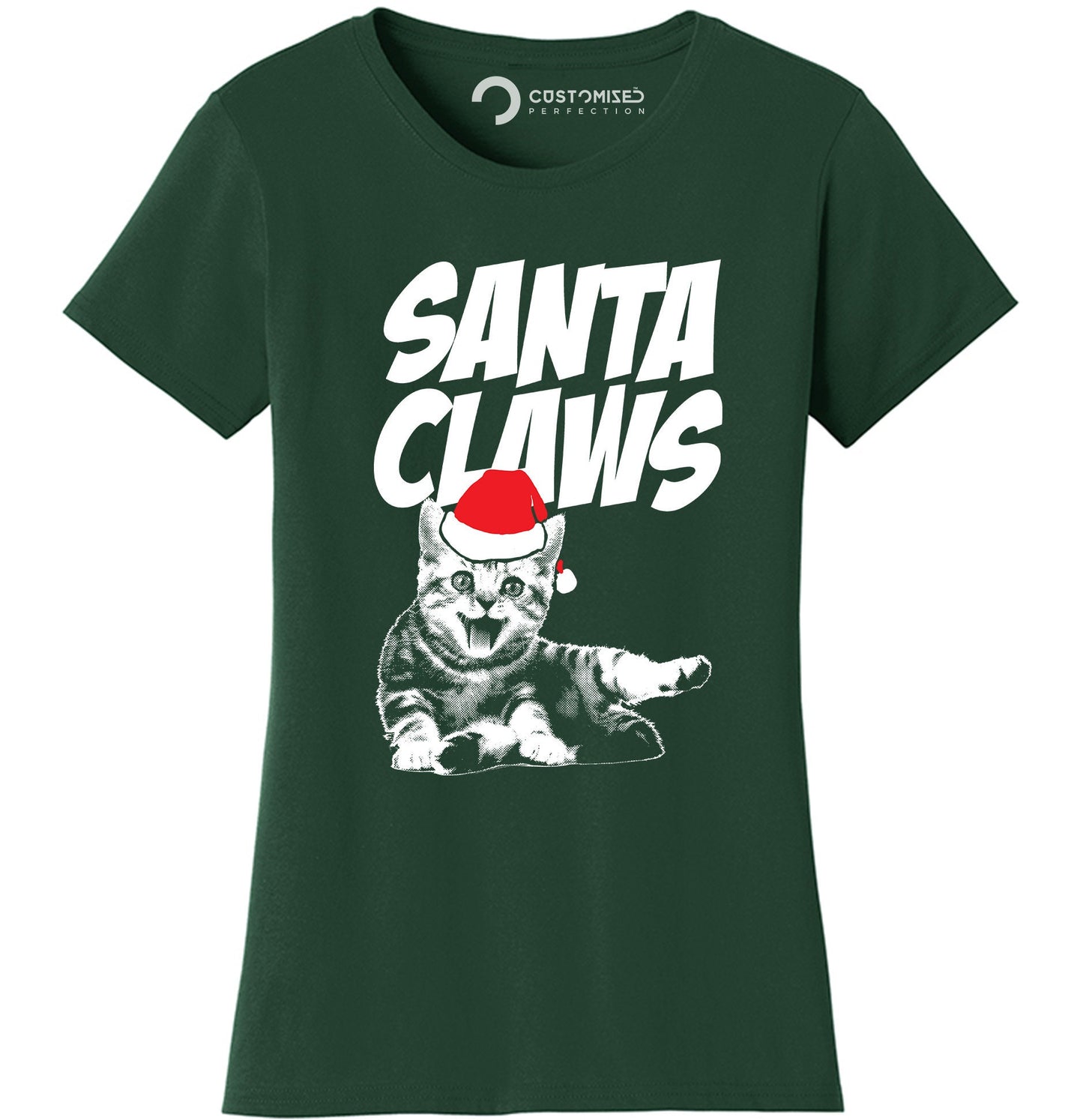 Funny Cat Shirt for Women, Funny Christmas Cat Lover T shirt, Family Christmas Shirt, Cat Owner Gift T shirt, Santa Claws Cat Ladies Shirt