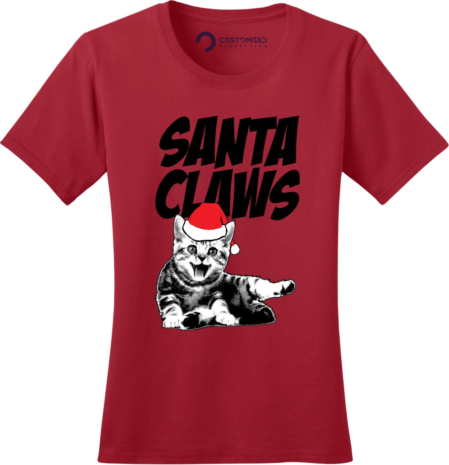 Funny Cat Shirt for Women, Funny Christmas Cat Lover T shirt, Family Christmas Shirt, Cat Owner Gift T shirt, Santa Claws Cat Ladies Shirt