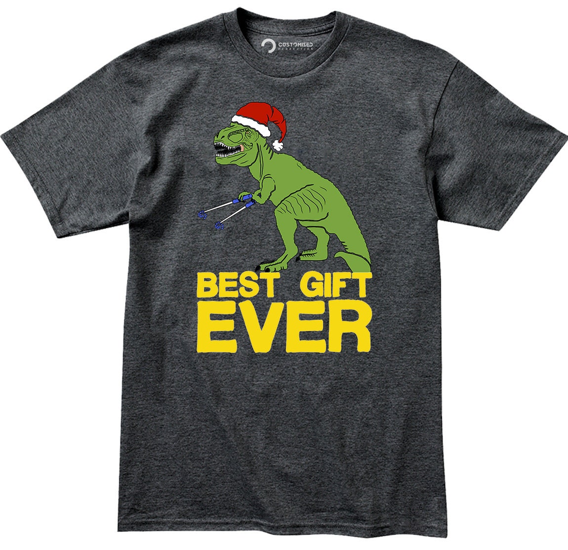 Funny Christmas Dinosaur Shirt, Funny Christmas Gift T Shirt, Dinosaur Santa Holiday Shirt, Men's Dinosaur T shirt, T-rex Gift Men's Shirt