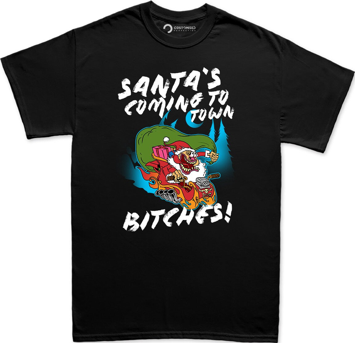 Funny Santa Christmas Men Shirt, Rude Saying Shirt, Funny Christmas Gift, Funny Shirt Sayings, Santa's Coming to Town Bitches Men's Shirt