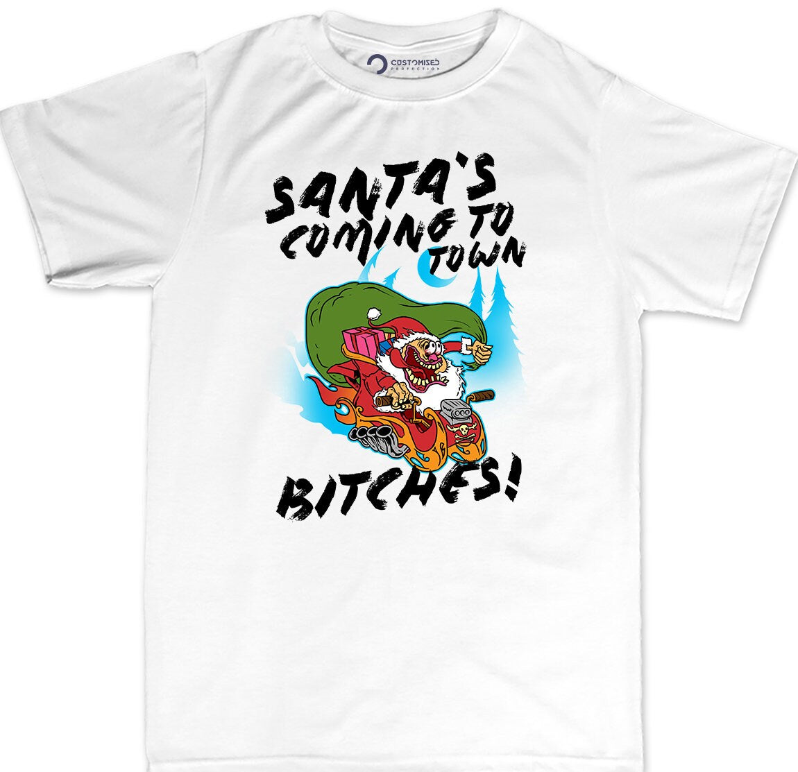 Funny Santa Christmas Men Shirt, Rude Saying Shirt, Funny Christmas Gift, Funny Shirt Sayings, Santa's Coming to Town Bitches Men's Shirt