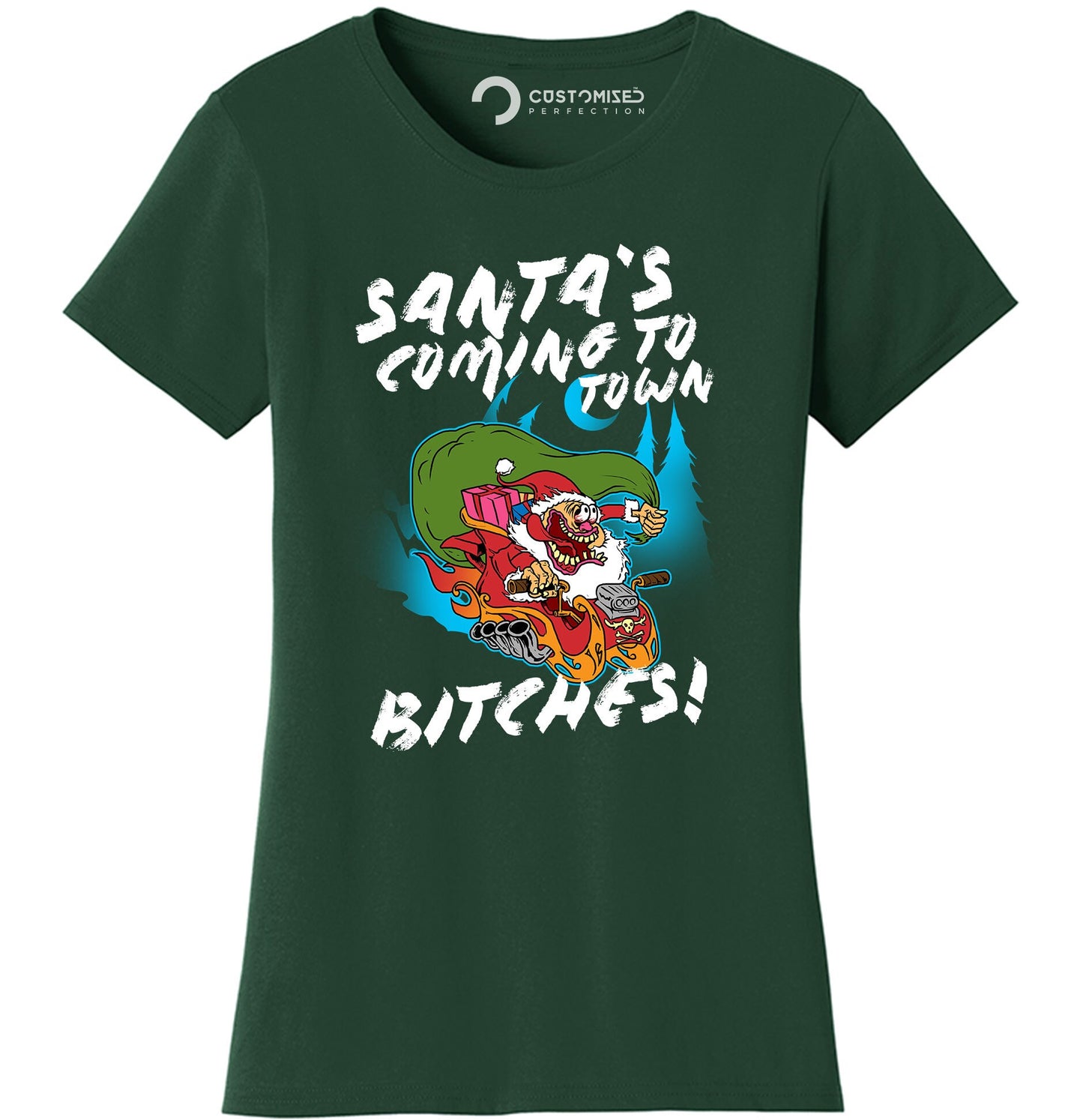 Funny Santa Christmas Women Shirt, Christmas Crew Shirt, Funny Holiday Shirt, Shirt with Sayings, Santas Coming to Town Bitches Ladies Shirt