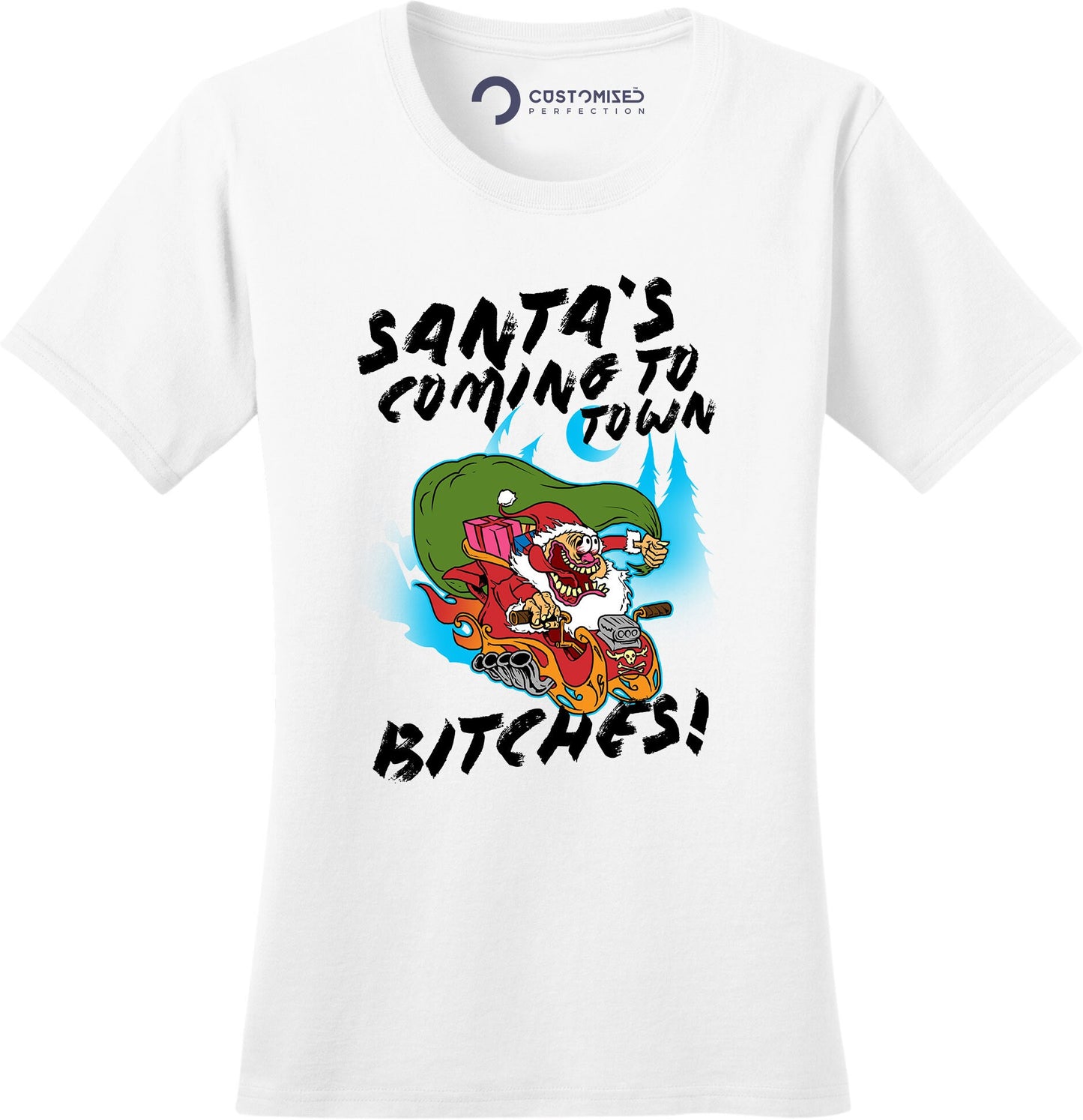 Funny Santa Christmas Women Shirt, Christmas Crew Shirt, Funny Holiday Shirt, Shirt with Sayings, Santas Coming to Town Bitches Ladies Shirt