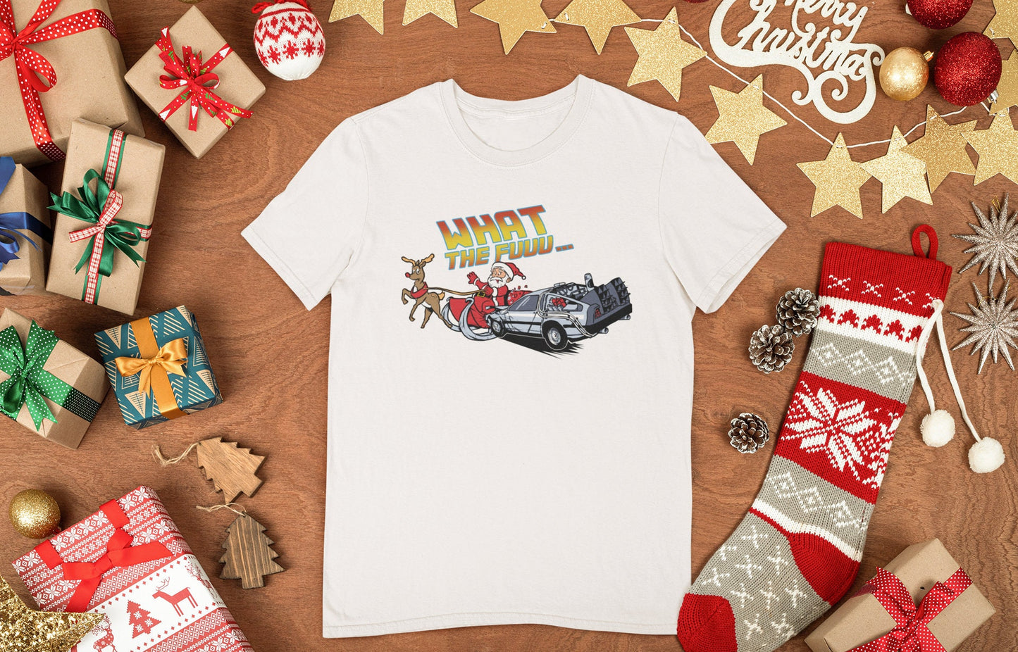 Funny Santa Shirt for Men, Back to the Xmas Future Shirt, Funny Christmas Shirt, Funny Christmas Tee, 88mph Car Crashes Santa Men's T Shirt