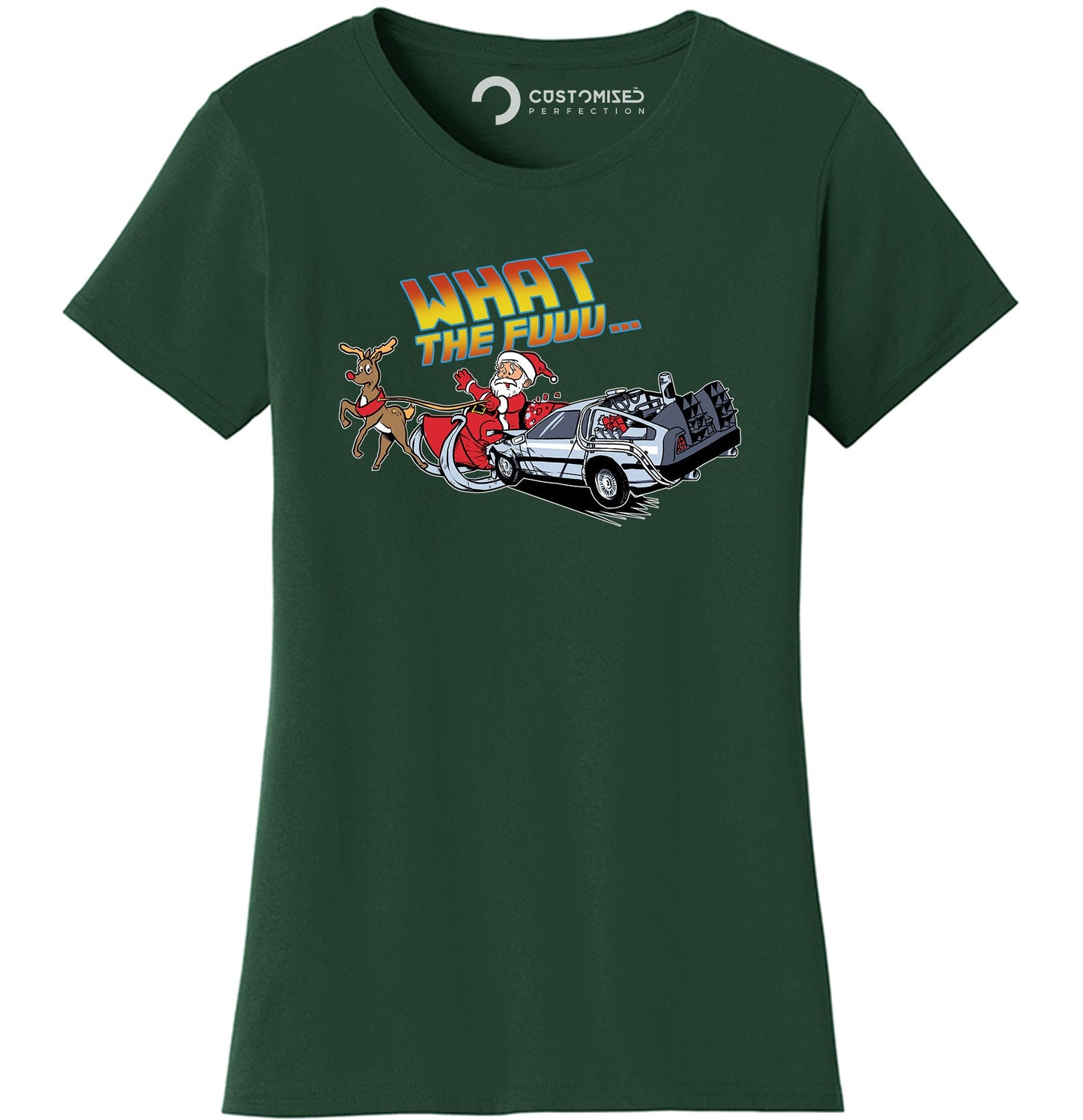 Funny Santa Shirt for Women, Back to the Christmas Future Tee, Holiday Gift Shirt, Funny Christmas Tee, 88mph Car Crashes Santa Ladies Shirt