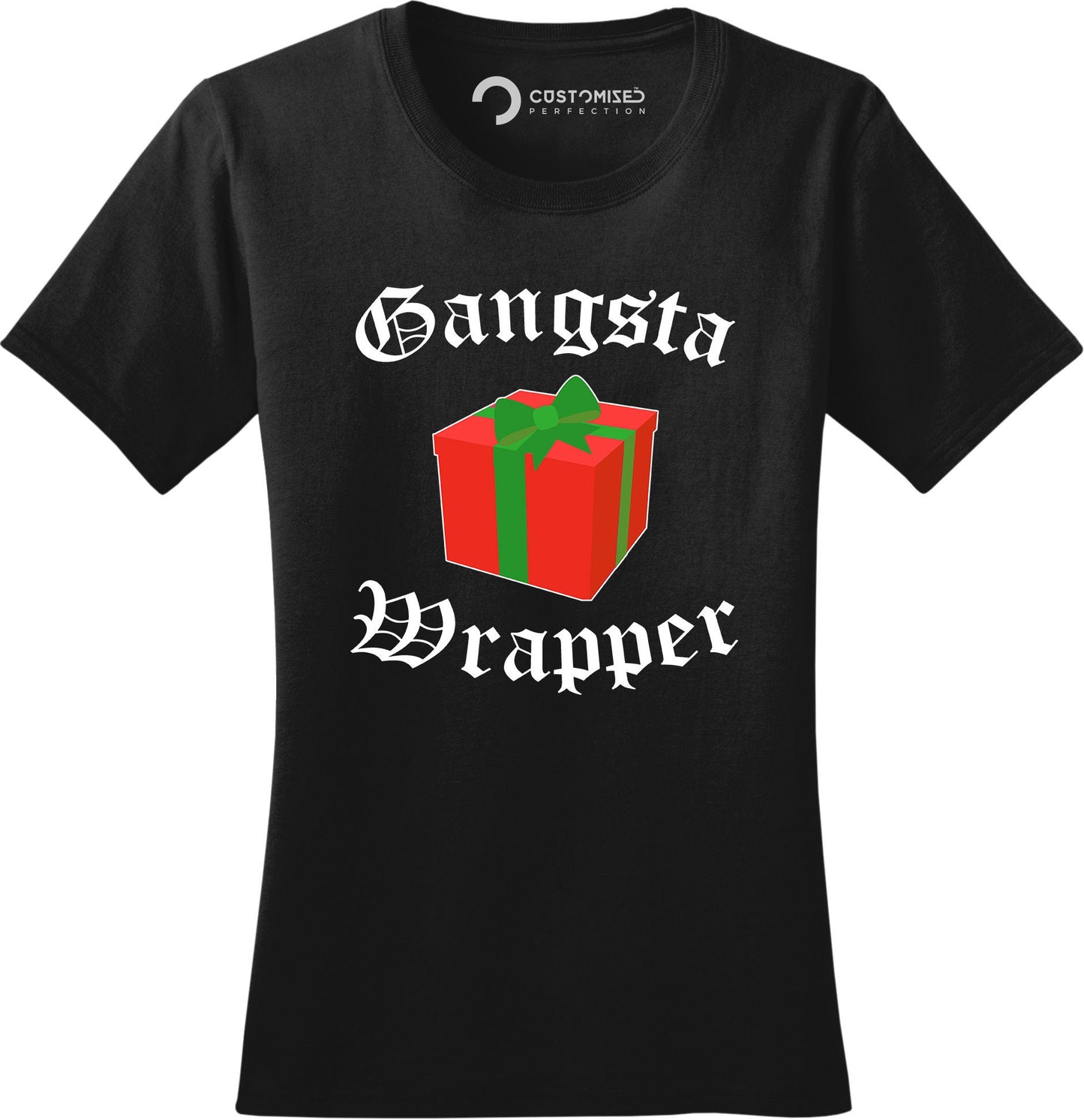 Funny Christmas Shirt for Women, Funny Gift for Her, Funny Xmas Holiday T Shirt, Christmas Party T Shirt, Gangsta Wrapper Xmas Ladies Shirt