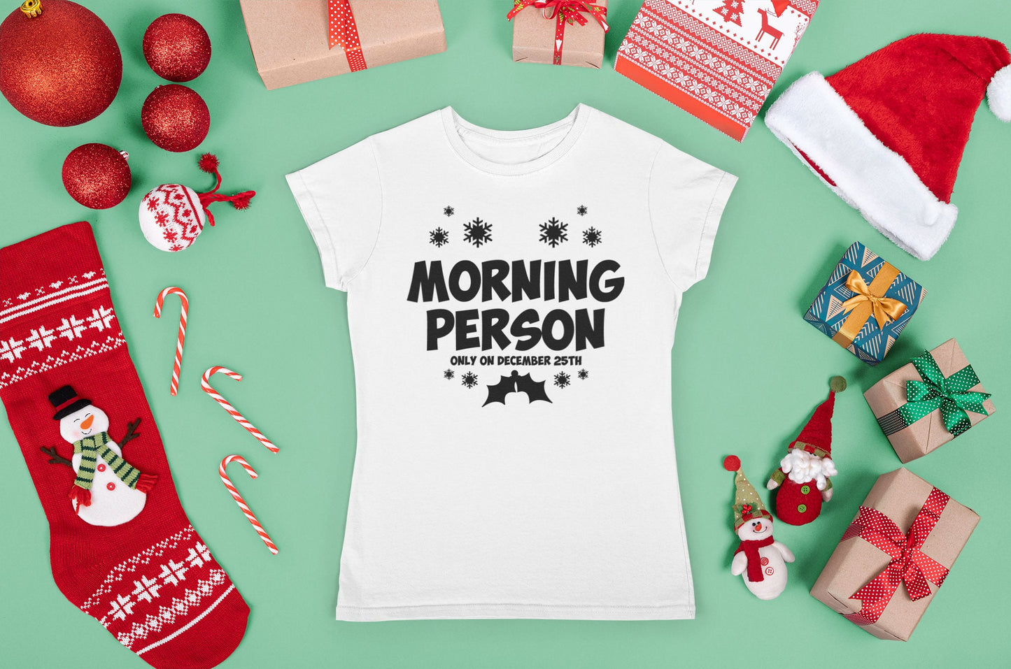 Family Matching Christmas Shirt for Women, Family Christmas Gift Shirts, Christmas Crew T Shirt, Morning Person On Christmas Ladies T Shirt