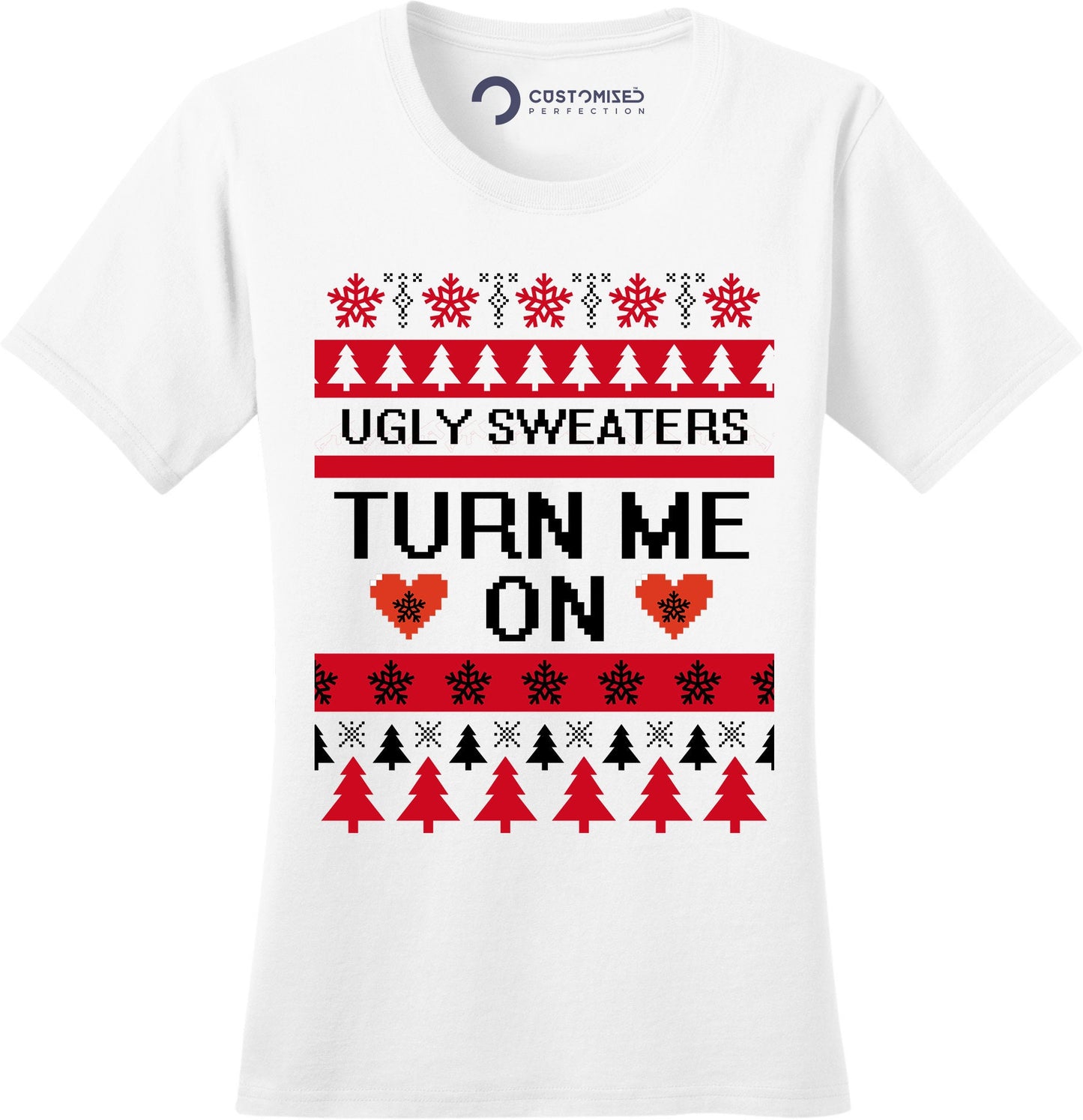 Funny Christmas Shirt for Women, Funny Christmas Gift Shirt, Ugly Christmas Tee, Funny Holiday Shirt, Ugly Sweaters Turn Me On Ladies Shirt