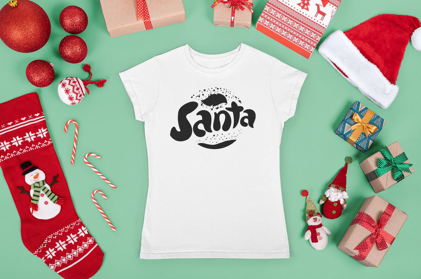 Funny Santa Christmas Shirt for Women, Unique Christmas Gift Shirt, Family Christmas Tee, Xmas Holiday T Shirt, Santa Fanta Ladies T Shirt