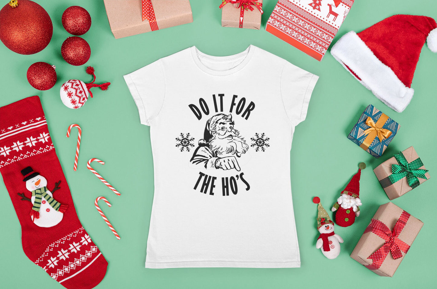 Funny Santa Claus Shirt, Funny Christmas T shirt, Christmas Crew Shirt, Cool Santa Shirt, Funny Holiday T shirt, Do It For The Ho's Shirt