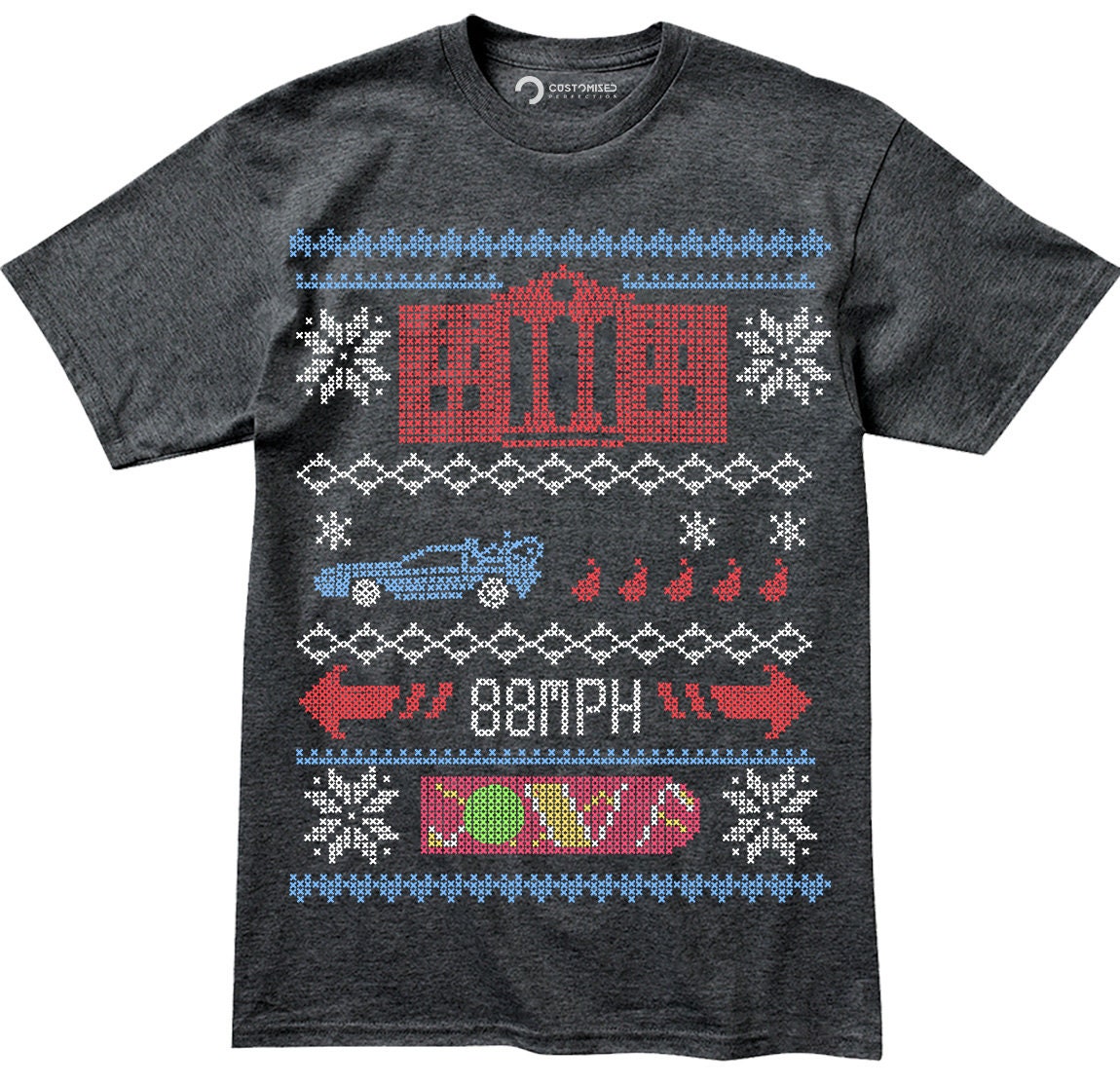 Ugly Christmas Shirt for Men, Time Travelling Christmas Shirt, Ugly Christmas Shirt, Funny Christmas Tee, 88mph Back to future