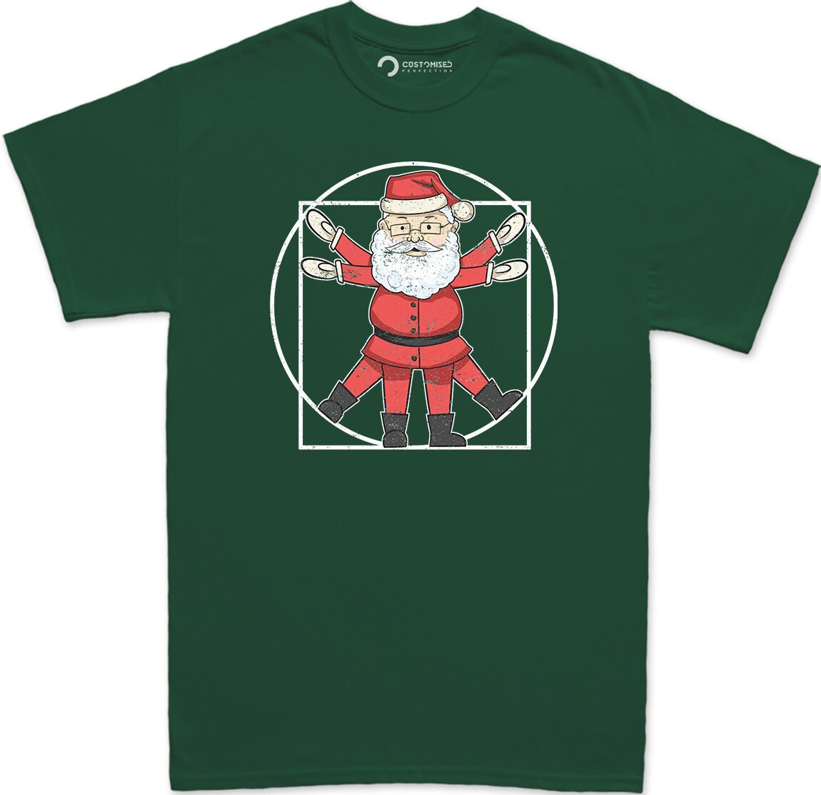 Vitruvian Man Christmas T shirt, Funny Christmas Crew Shirt, Funny Holiday Shirt, Funny Santa Claus Xmas Shirt, Vitruvian Santa Mens Shirt