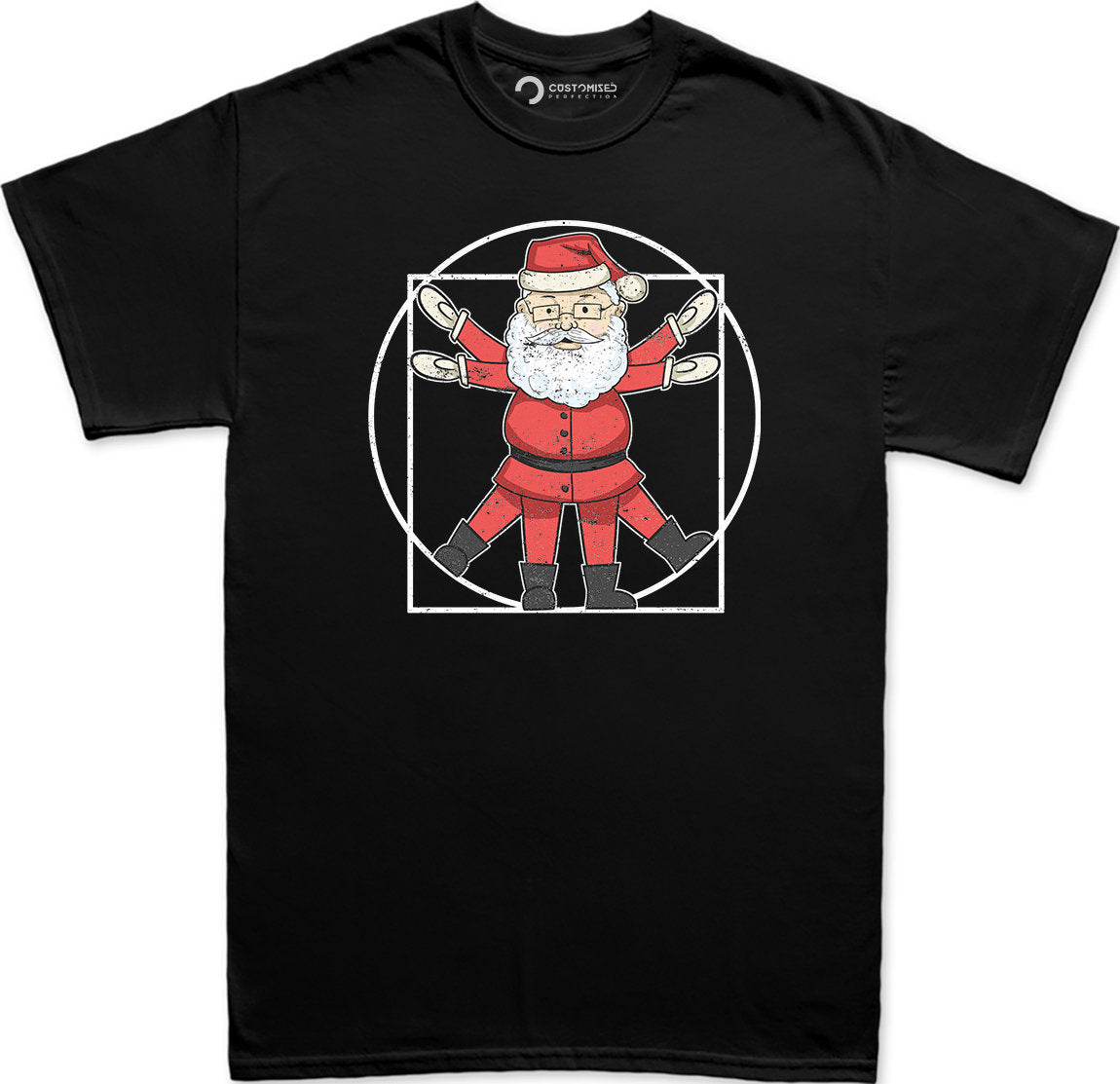 Vitruvian Man Christmas T shirt, Funny Christmas Crew Shirt, Funny Holiday Shirt, Funny Santa Claus Xmas Shirt, Vitruvian Santa Mens Shirt