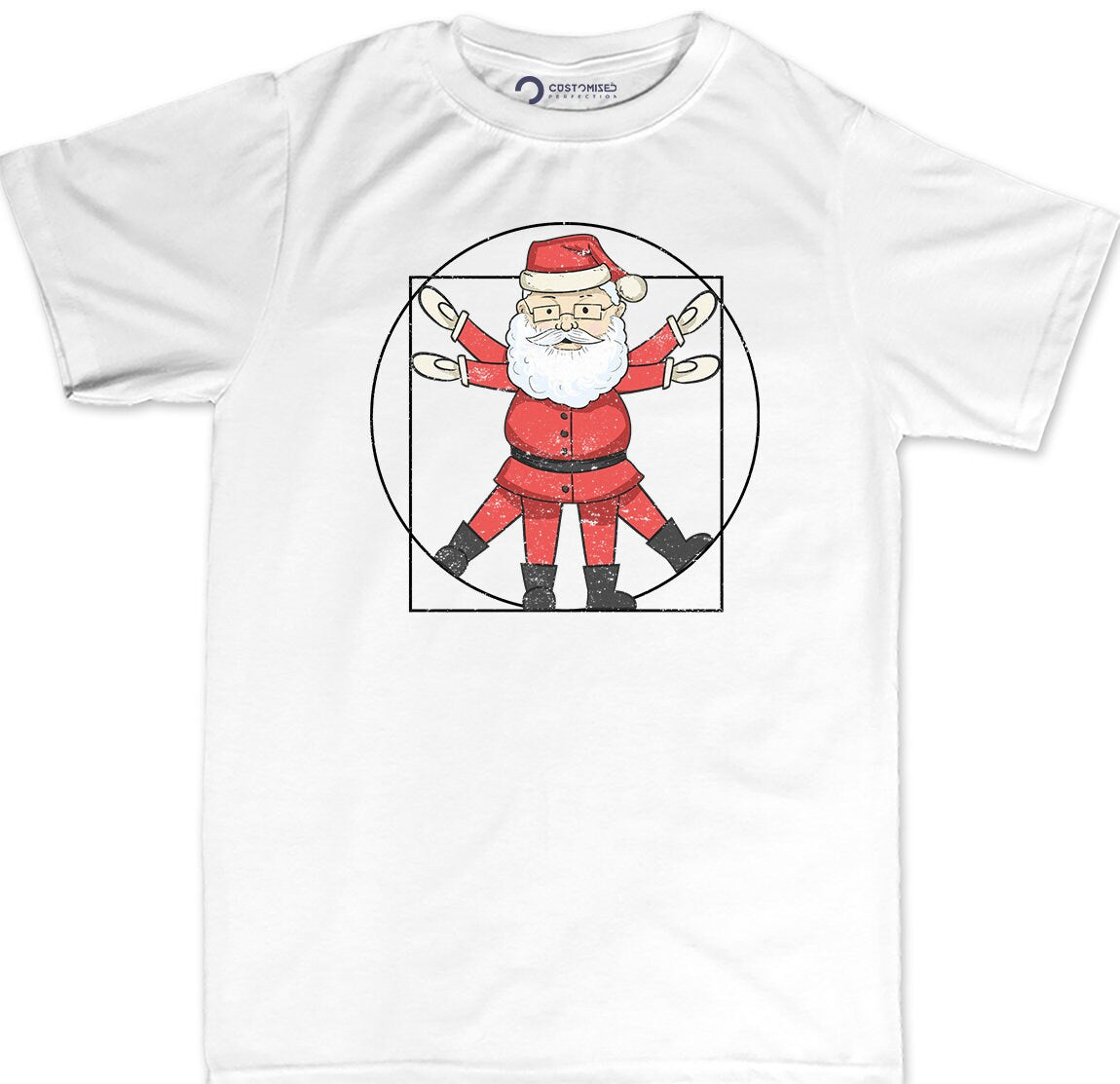 Vitruvian Man Christmas T shirt, Funny Christmas Crew Shirt, Funny Holiday Shirt, Funny Santa Claus Xmas Shirt, Vitruvian Santa Mens Shirt