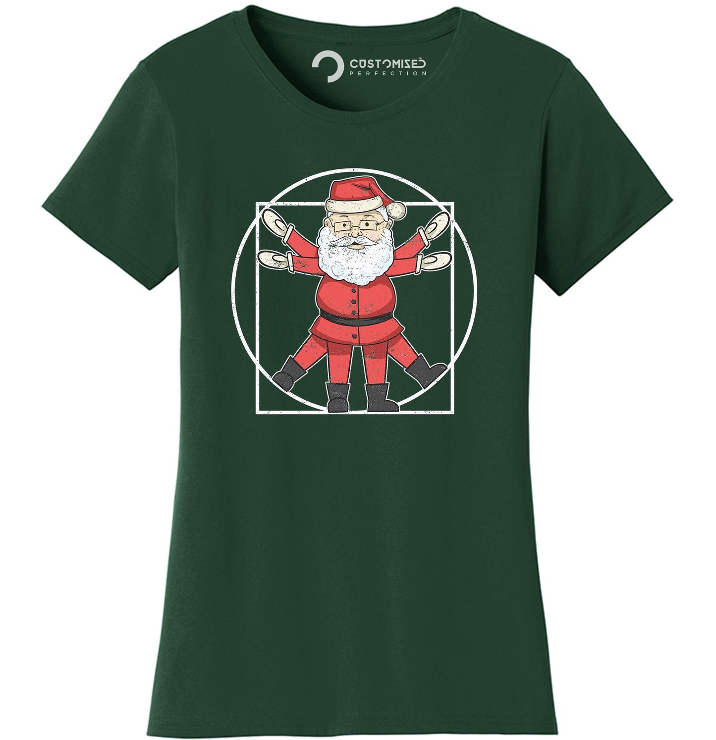 Vitruvian Man Christmas Shirt for Women, Funny Xmas Crew Shirt, Funny Holiday Shirt, Funny Santa Claus Shirt, Vitruvian Santa Ladies Shirt