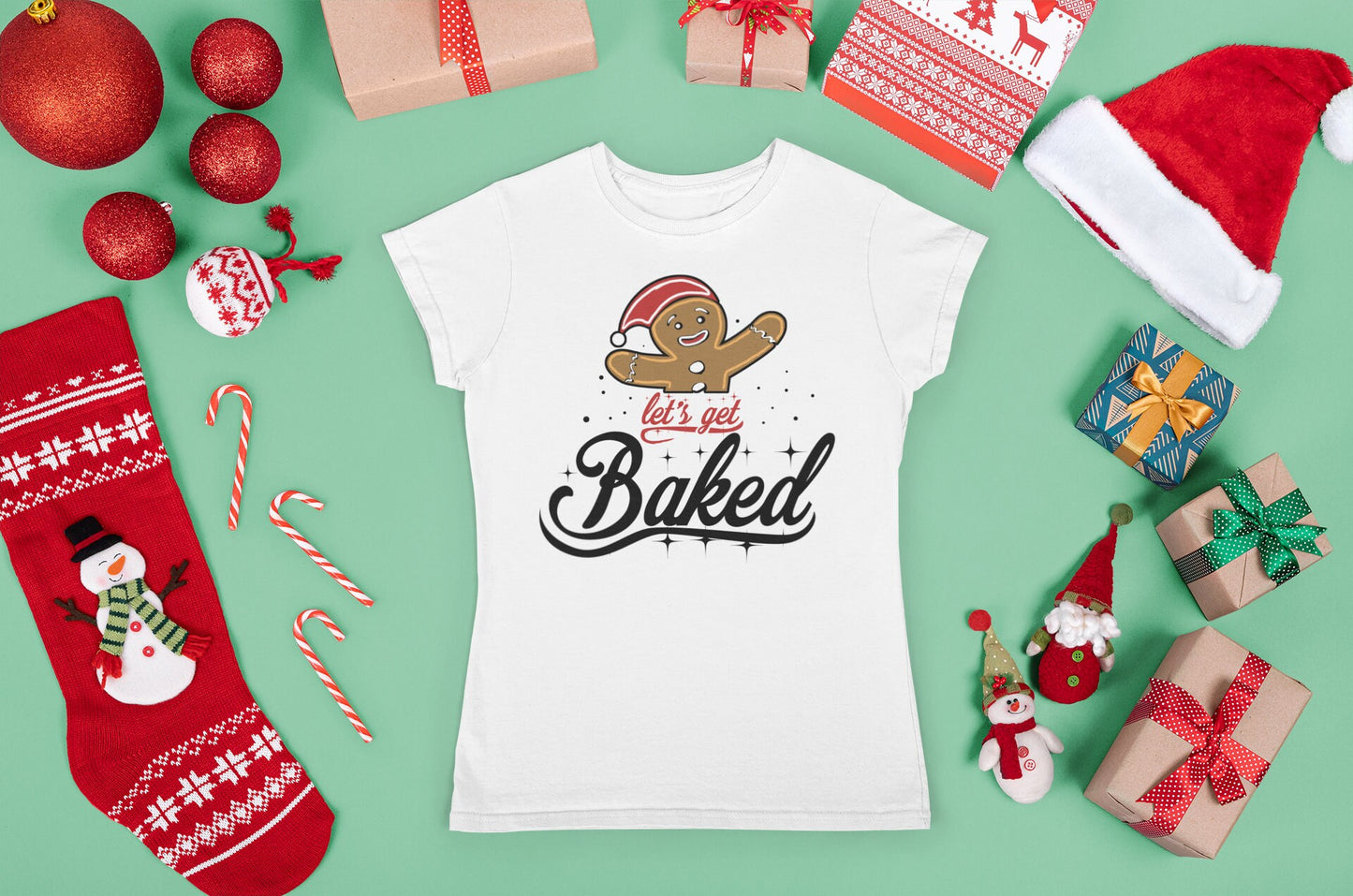 Funny Gingerbread Shirt for Women, Xmas Holiday Shirt, Christmas Tee, Funny Xmas Shirt, Christmas Gift Shirt, Let's Get Baked Ladies T shirt