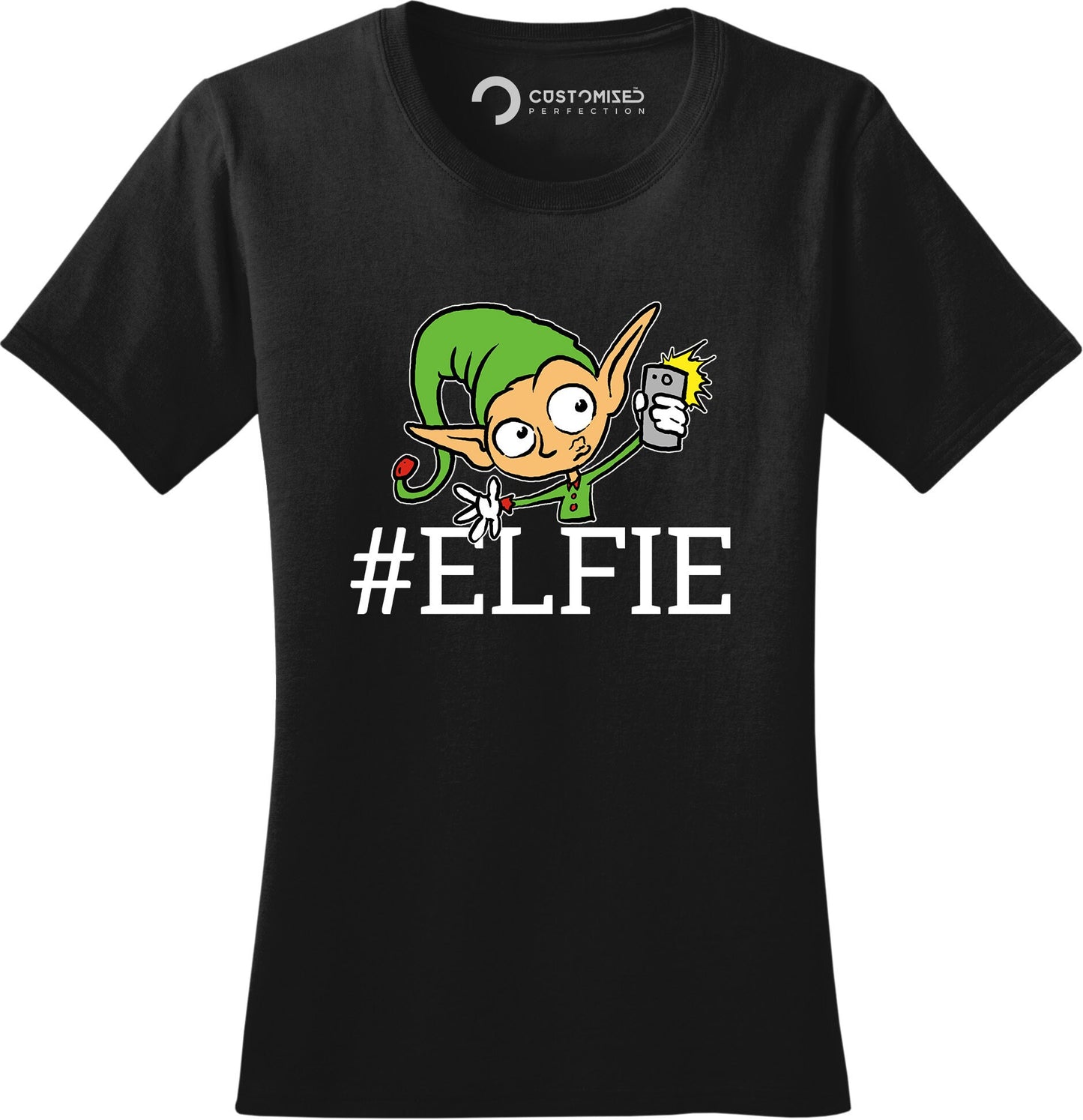 Funny Elf Shirt for Women, Elf Santa Christmas Shirt, Funny Holiday Shirt, Funny Christmas Gift for Her, Elf Santa Selfie Ladies T Shirt