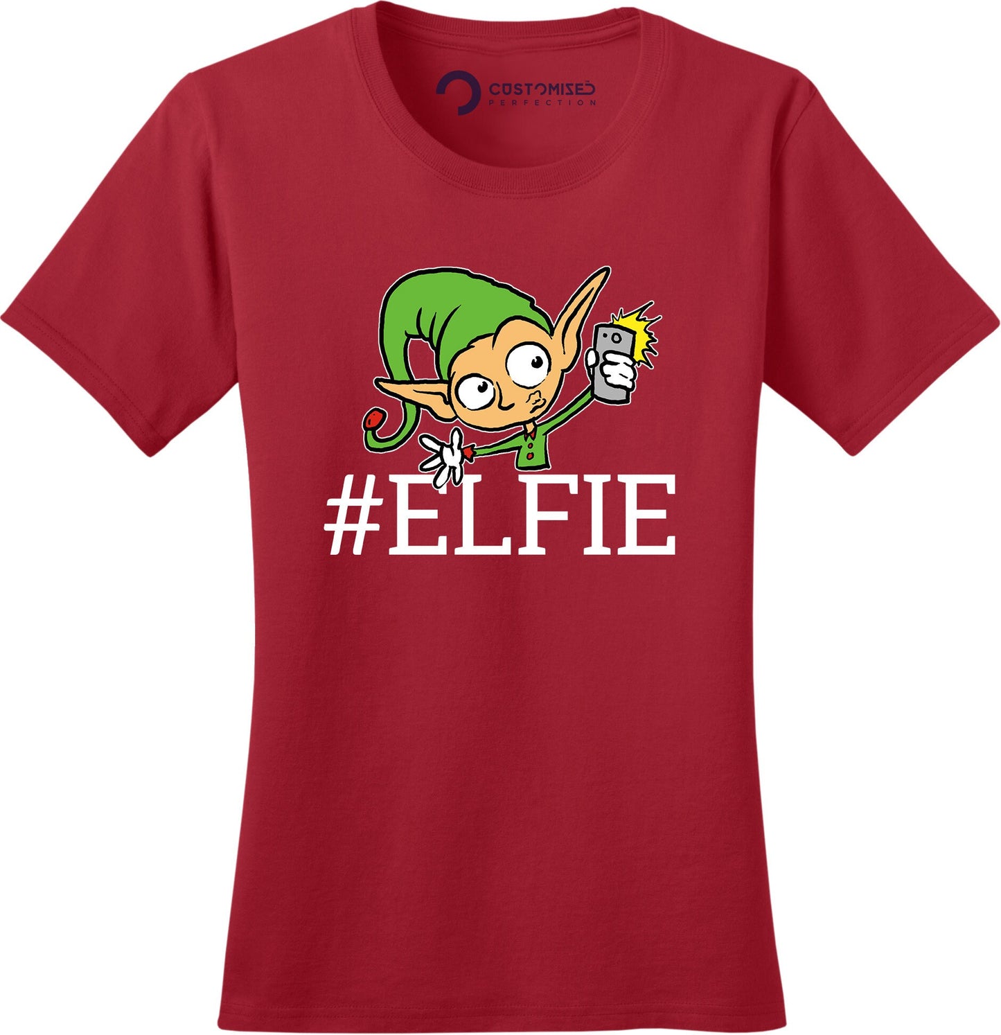 Funny Elf Shirt for Women, Elf Santa Christmas Shirt, Funny Holiday Shirt, Funny Christmas Gift for Her, Elf Santa Selfie Ladies T Shirt