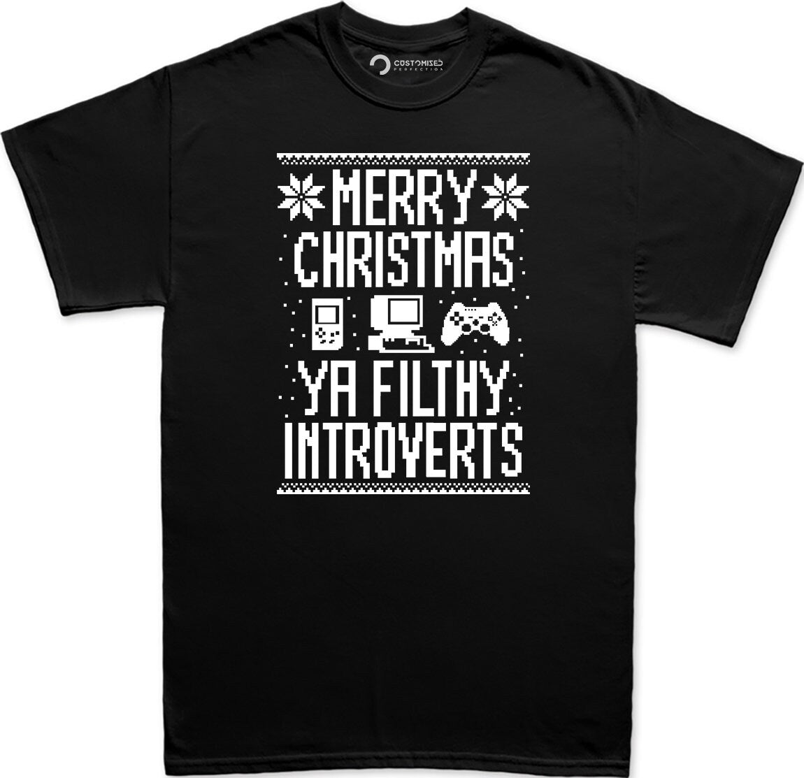 Funny Christmas Shirt, Nerd Shirt for Men, Retro Christmas Shirt, Homebody Christmas Shirt, Merry Christmas Filthy Introverts Mens T-shirt