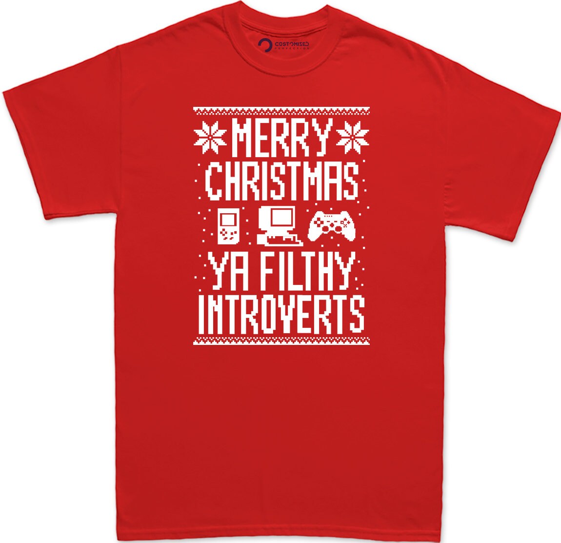 Funny Christmas Shirt, Nerd Shirt for Men, Retro Christmas Shirt, Homebody Christmas Shirt, Merry Christmas Filthy Introverts Mens T-shirt