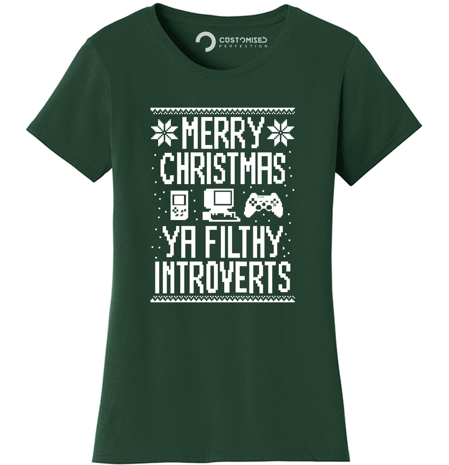 Funny Christmas Shirt, Nerd Shirt for Her, Retro Christmas Shirt, Homebody Christmas Shirt, Merry Christmas Filthy Introverts Ladies T-shirt