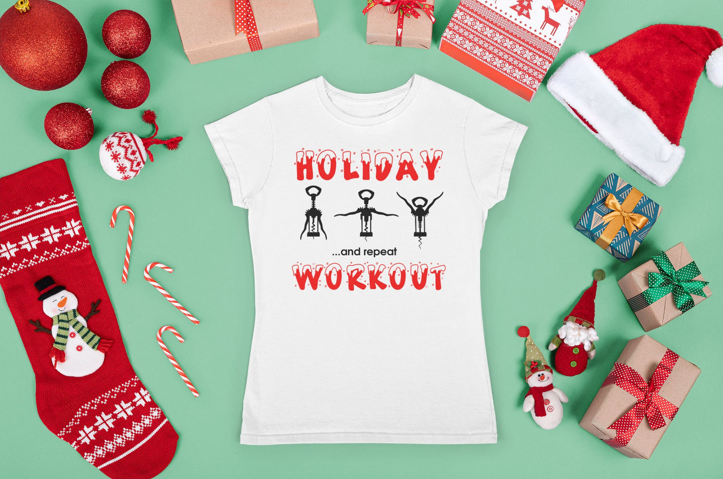 Funny Christmas Workout Shirt for Women, Christmas Crew Shirt, Christmas Gift Idea, Funny Workout T Shirt, Holiday Workout Ladies T Shirt