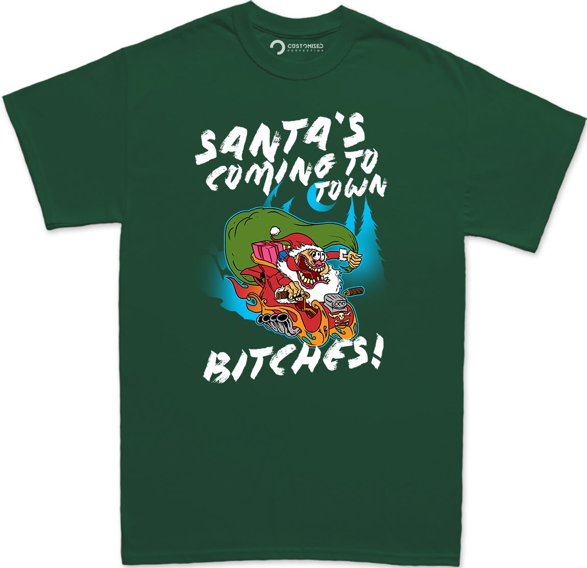 Funny Santa Christmas Men Shirt, Rude Saying Shirt, Funny Christmas Gift, Funny Shirt Sayings, Santa's Coming to Town Bitches Men's Shirt